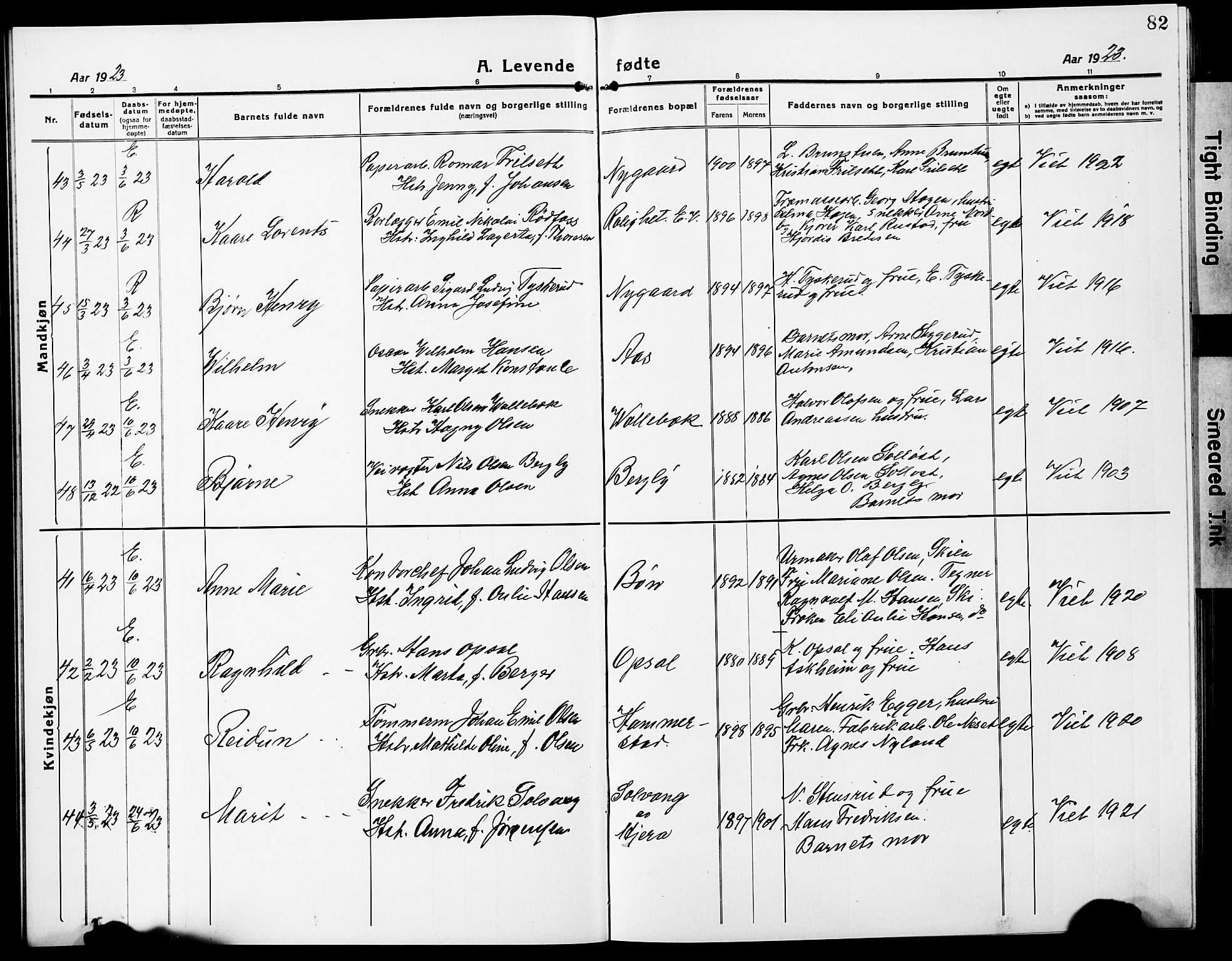 Eidsvoll prestekontor Kirkebøker, AV/SAO-A-10888/G/Ga/L0010: Parish register (copy) no. I 10, 1919-1929, p. 82