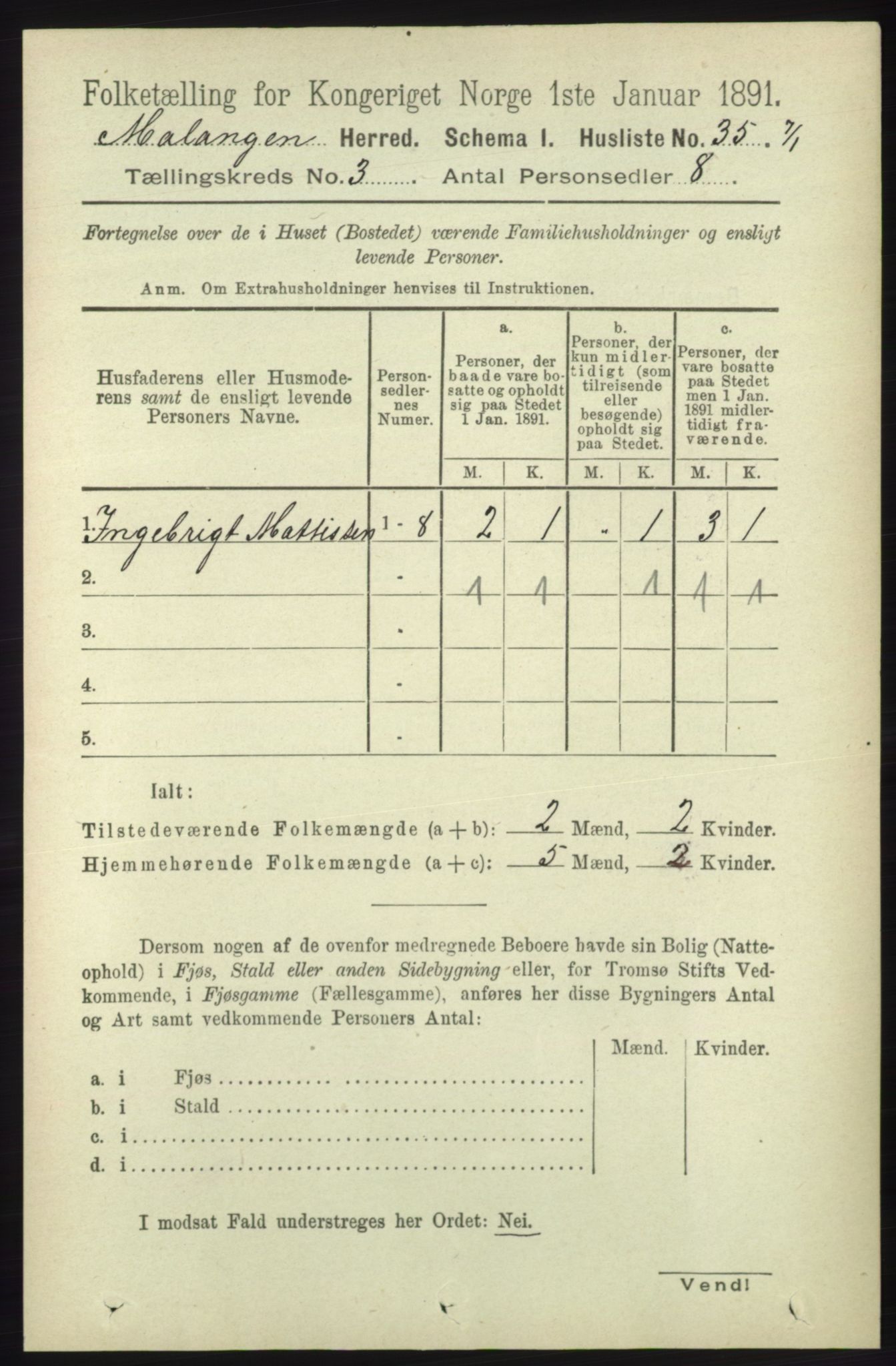 RA, 1891 census for 1932 Malangen, 1891, p. 724