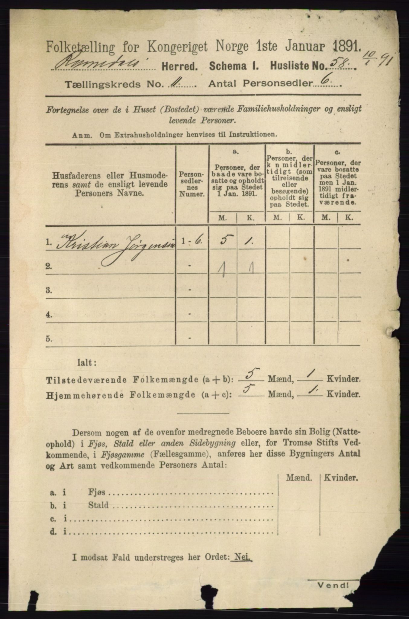 RA, 1891 census for 0416 Romedal, 1891, p. 5399