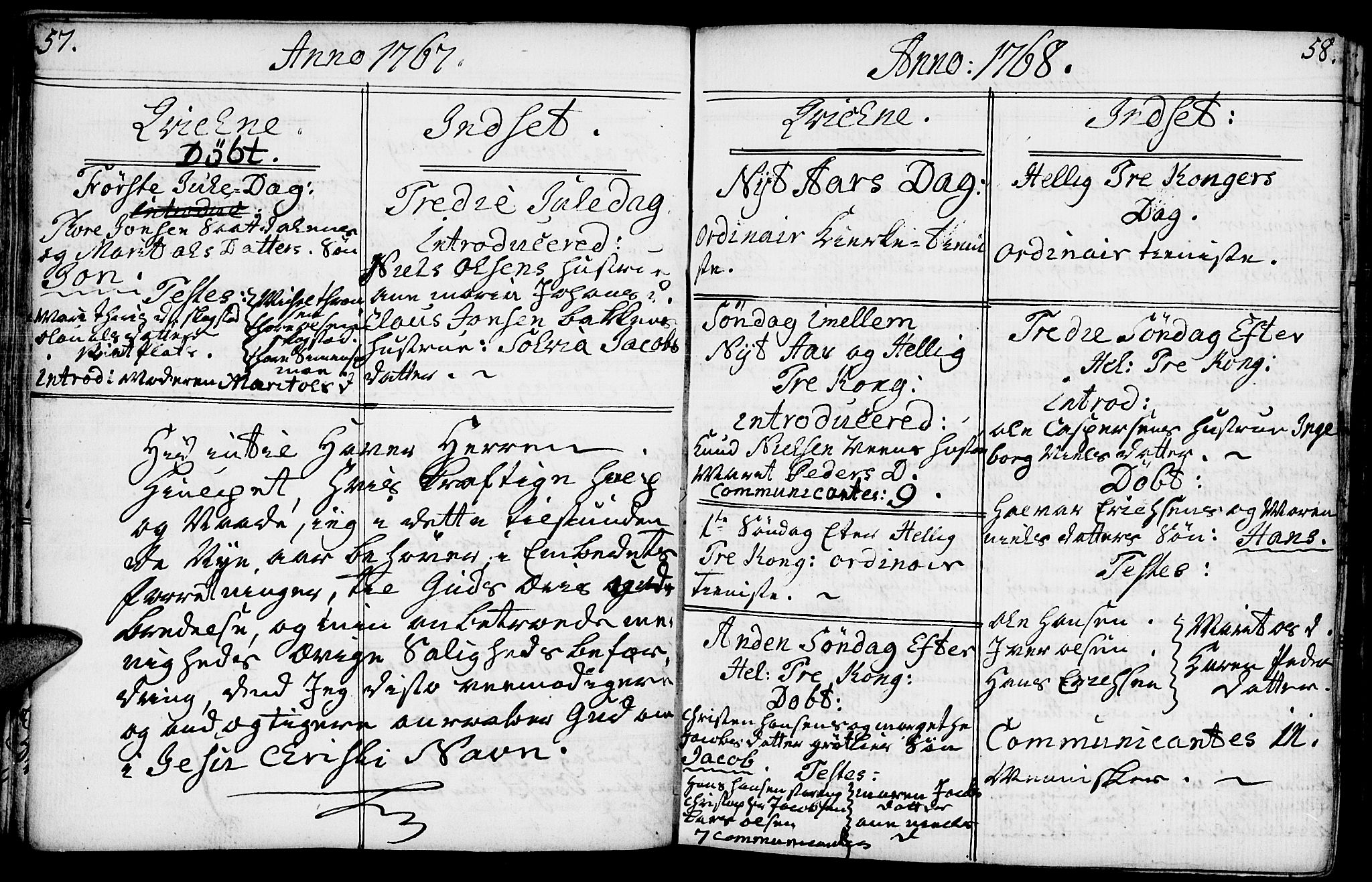 Kvikne prestekontor, SAH/PREST-064/H/Ha/Haa/L0002: Parish register (official) no. 2, 1764-1784, p. 57-58
