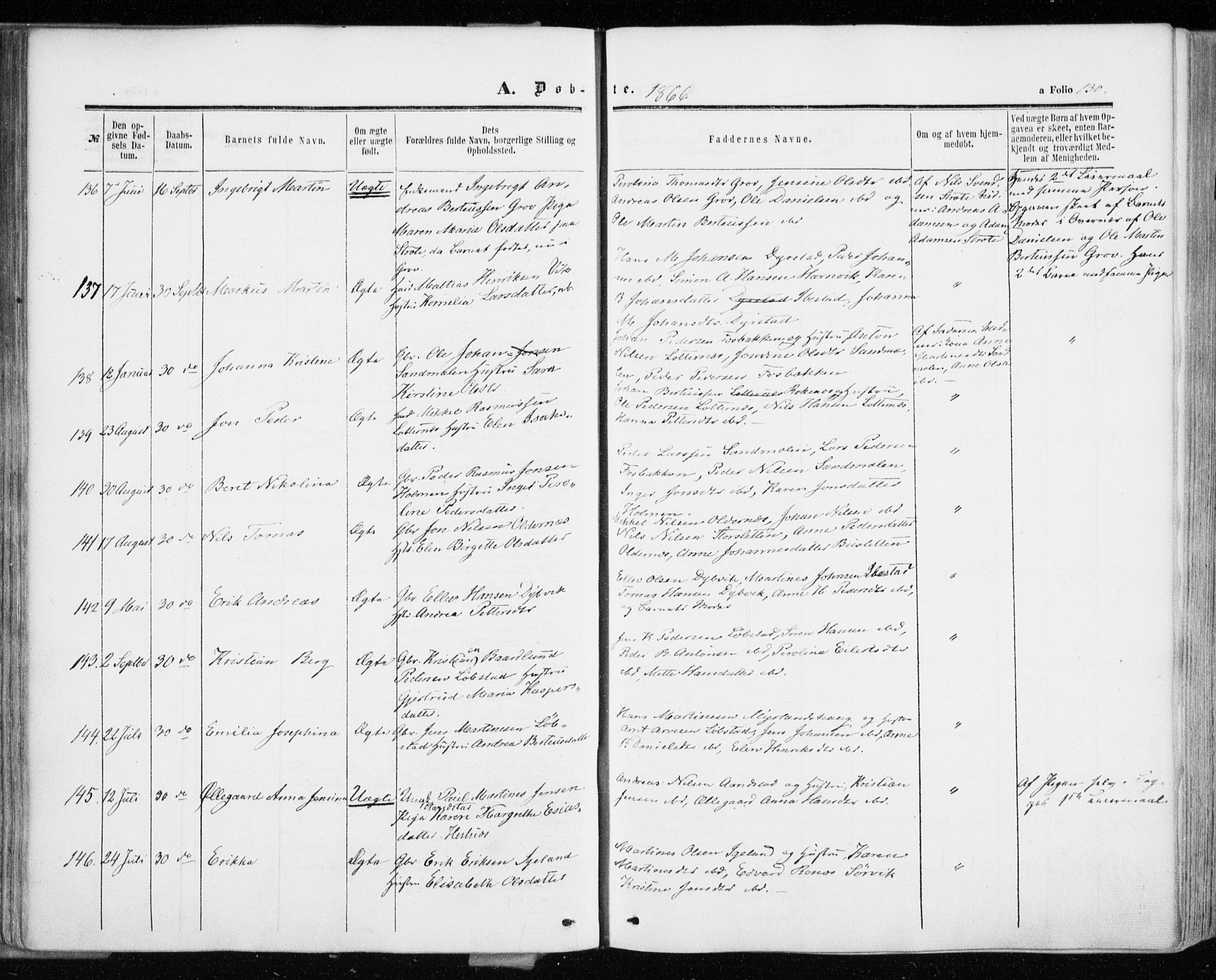 Ibestad sokneprestembete, SATØ/S-0077/H/Ha/Haa/L0009kirke: Parish register (official) no. 9, 1859-1868, p. 130