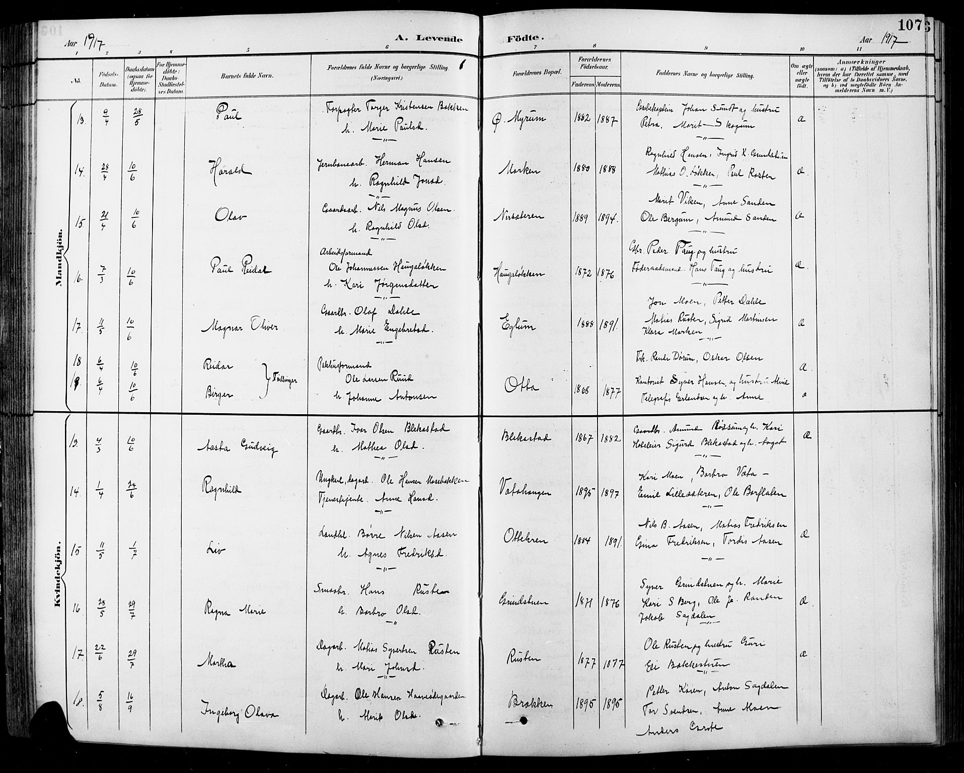 Sel prestekontor, AV/SAH-PREST-074/H/Ha/Hab/L0001: Parish register (copy) no. 1, 1894-1923, p. 107