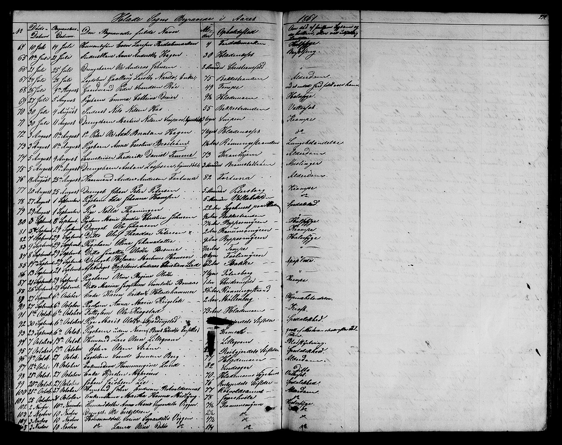 Ministerialprotokoller, klokkerbøker og fødselsregistre - Sør-Trøndelag, SAT/A-1456/606/L0311: Parish register (copy) no. 606C07, 1860-1877, p. 271