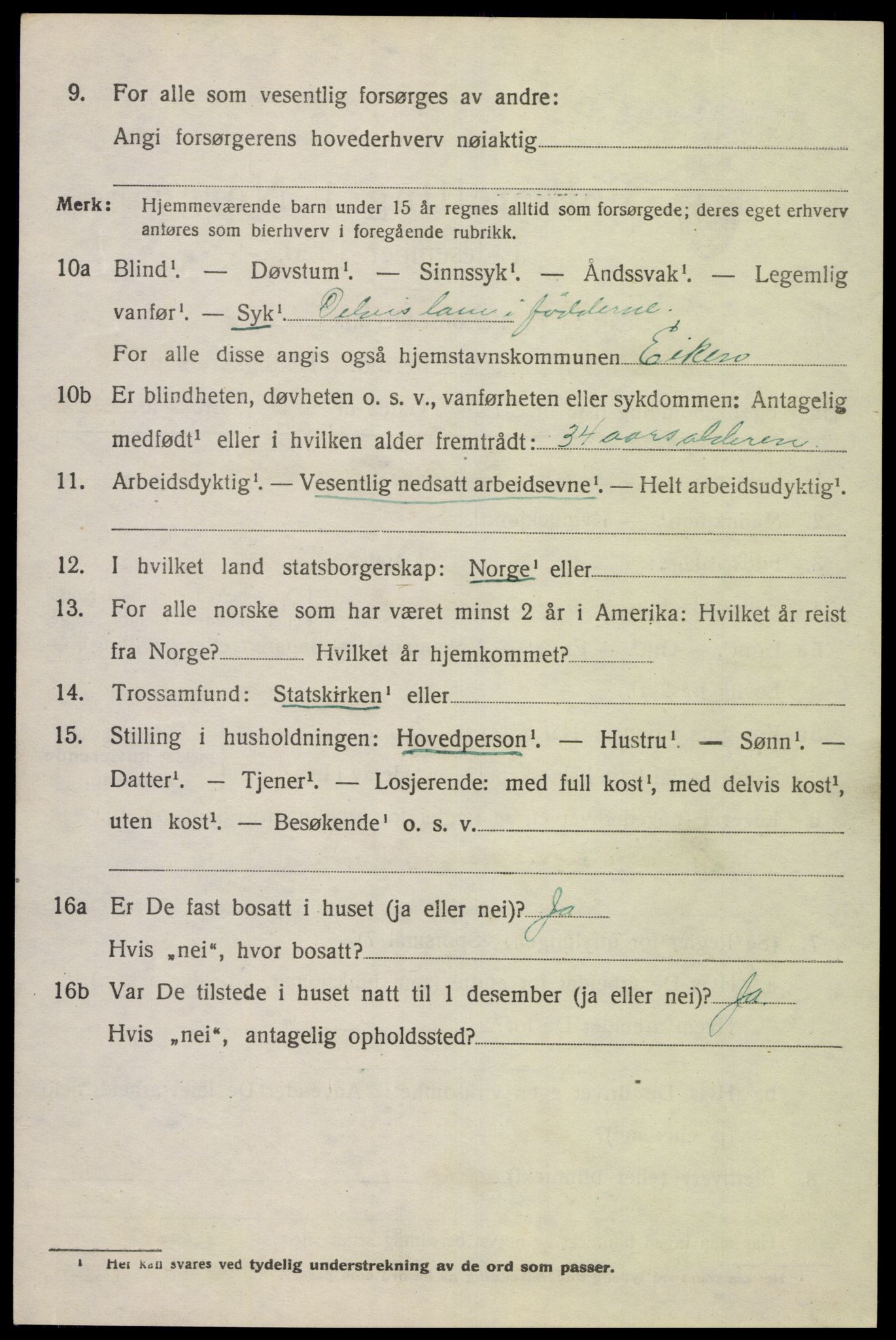 SAK, 1920 census for Eiken, 1920, p. 764