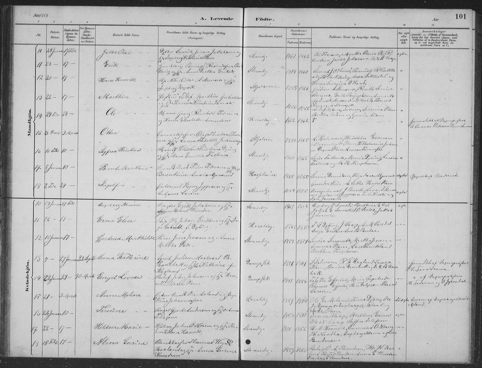 Haugesund sokneprestkontor, SAST/A -101863/H/Ha/Hab/L0002: Parish register (copy) no. B 2, 1881-1894, p. 101