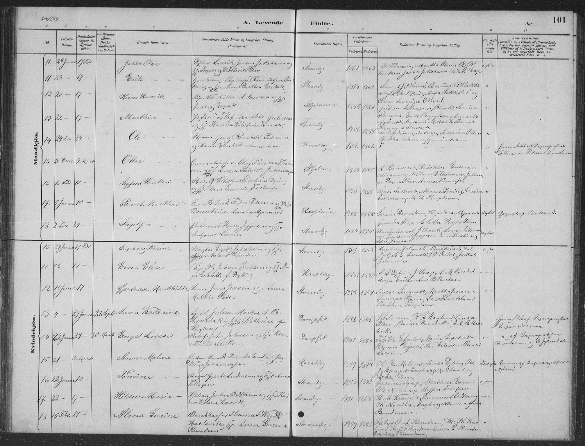 Haugesund sokneprestkontor, AV/SAST-A -101863/H/Ha/Hab/L0002: Parish register (copy) no. B 2, 1881-1894, p. 101