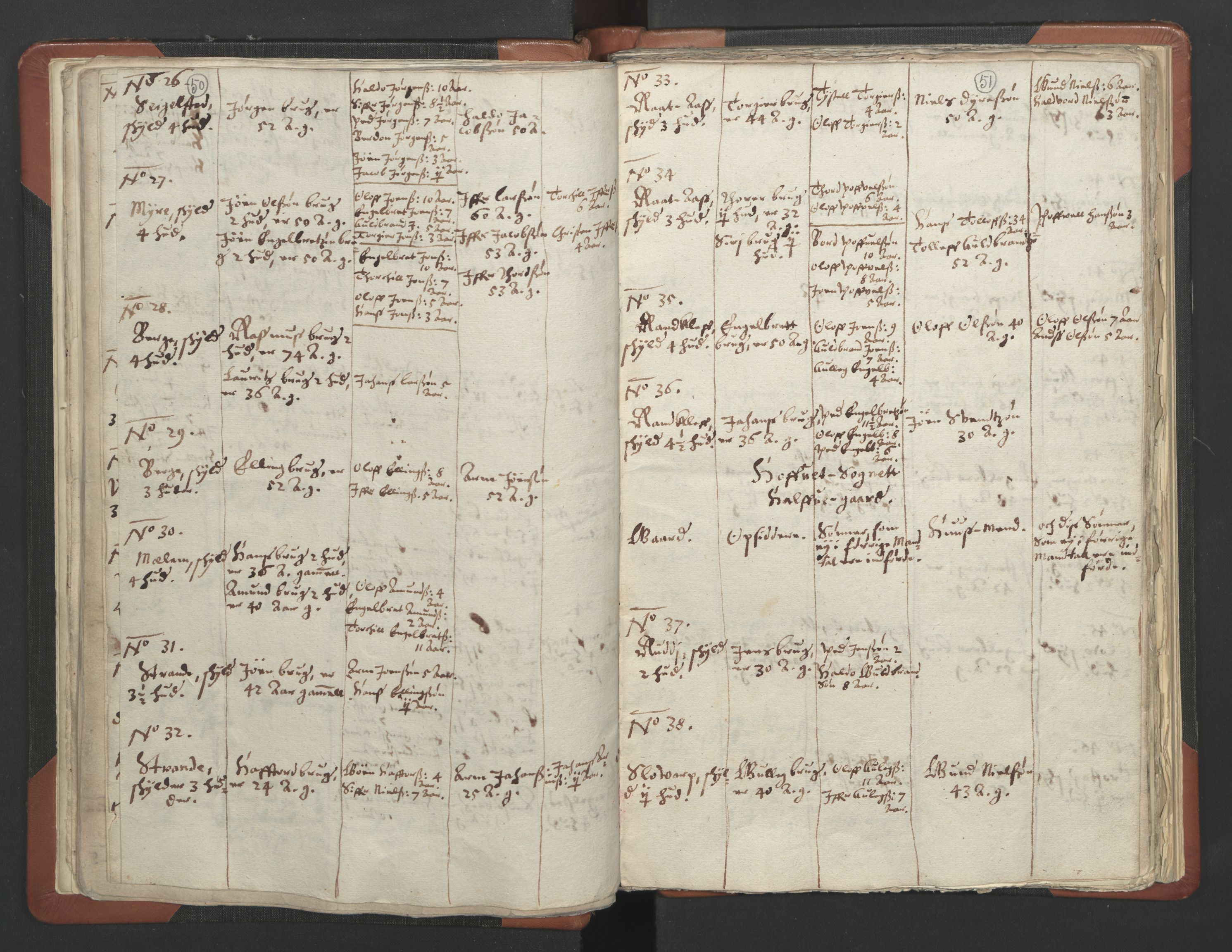 RA, Vicar's Census 1664-1666, no. 6: Gudbrandsdal deanery, 1664-1666, p. 50-51