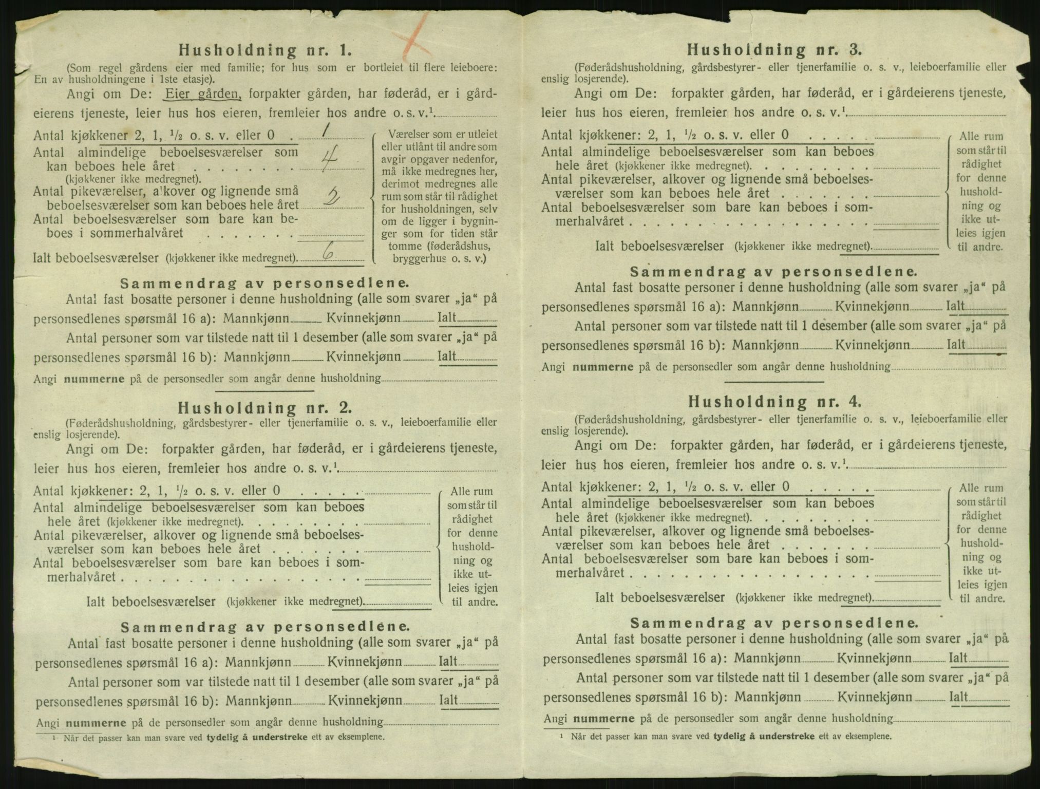 SAST, 1920 census for Klepp, 1920, p. 1185