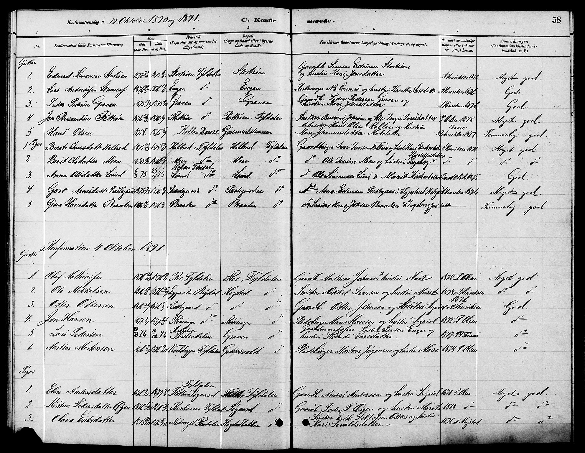 Tynset prestekontor, SAH/PREST-058/H/Ha/Hab/L0007: Parish register (copy) no. 7, 1880-1901, p. 58