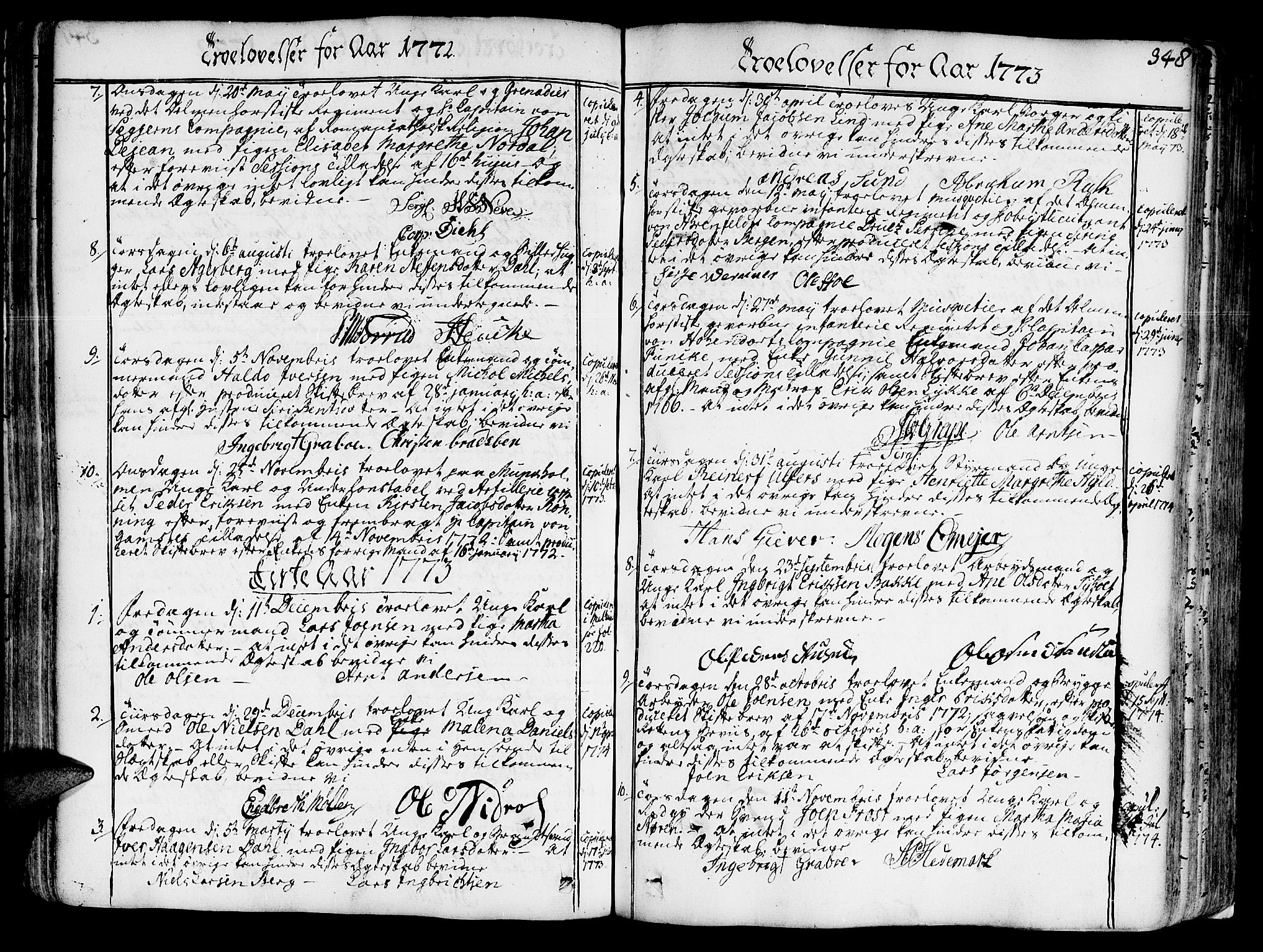 Ministerialprotokoller, klokkerbøker og fødselsregistre - Sør-Trøndelag, SAT/A-1456/602/L0103: Parish register (official) no. 602A01, 1732-1774, p. 348