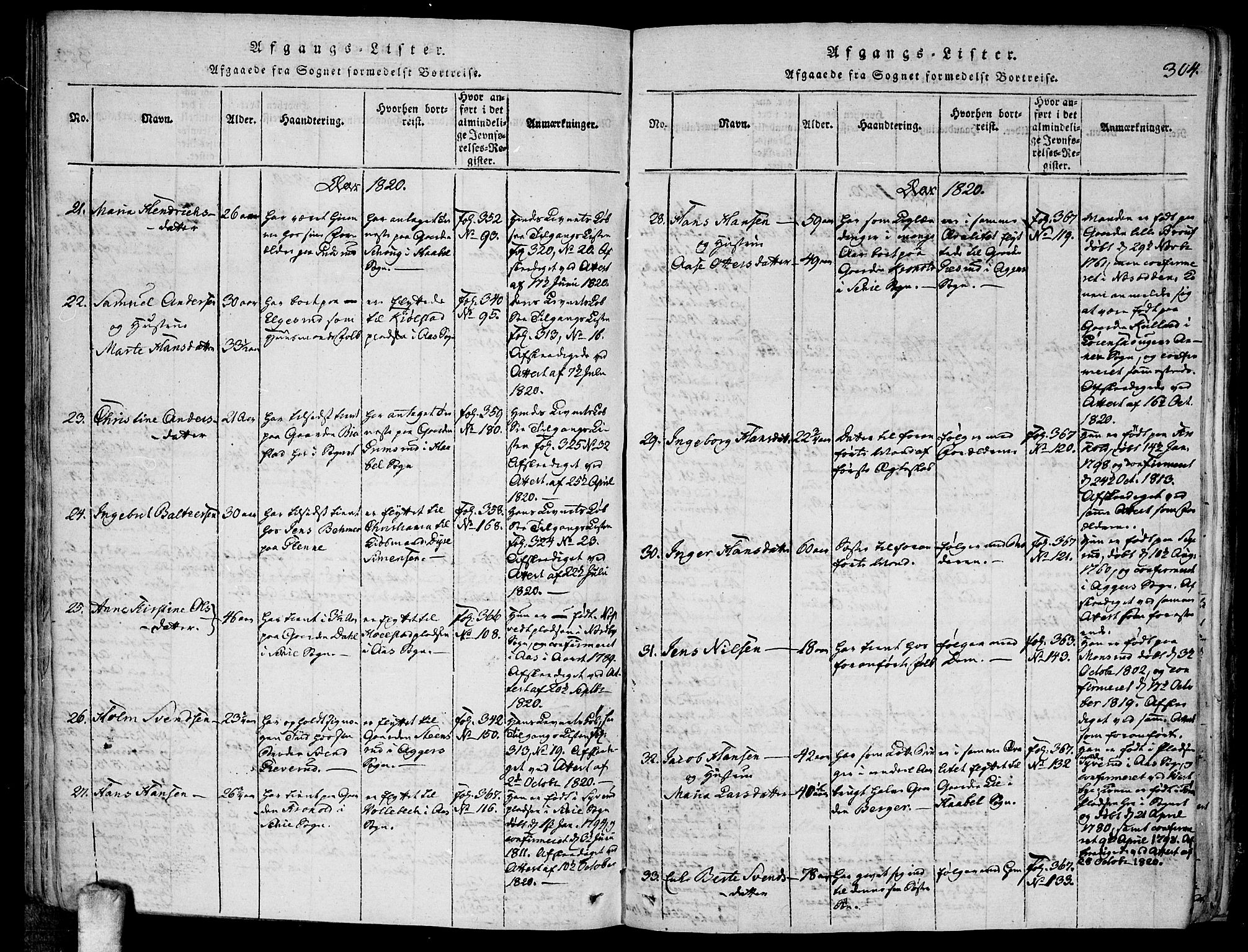 Kråkstad prestekontor Kirkebøker, AV/SAO-A-10125a/F/Fa/L0003: Parish register (official) no. I 3, 1813-1824, p. 304