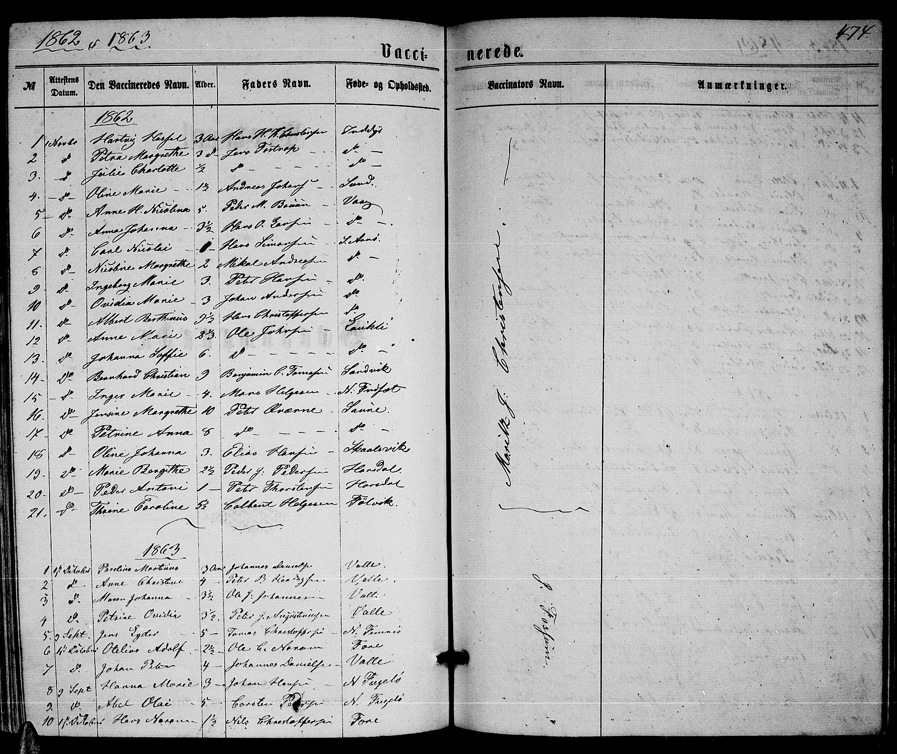 Ministerialprotokoller, klokkerbøker og fødselsregistre - Nordland, SAT/A-1459/805/L0107: Parish register (copy) no. 805C03, 1862-1885, p. 474