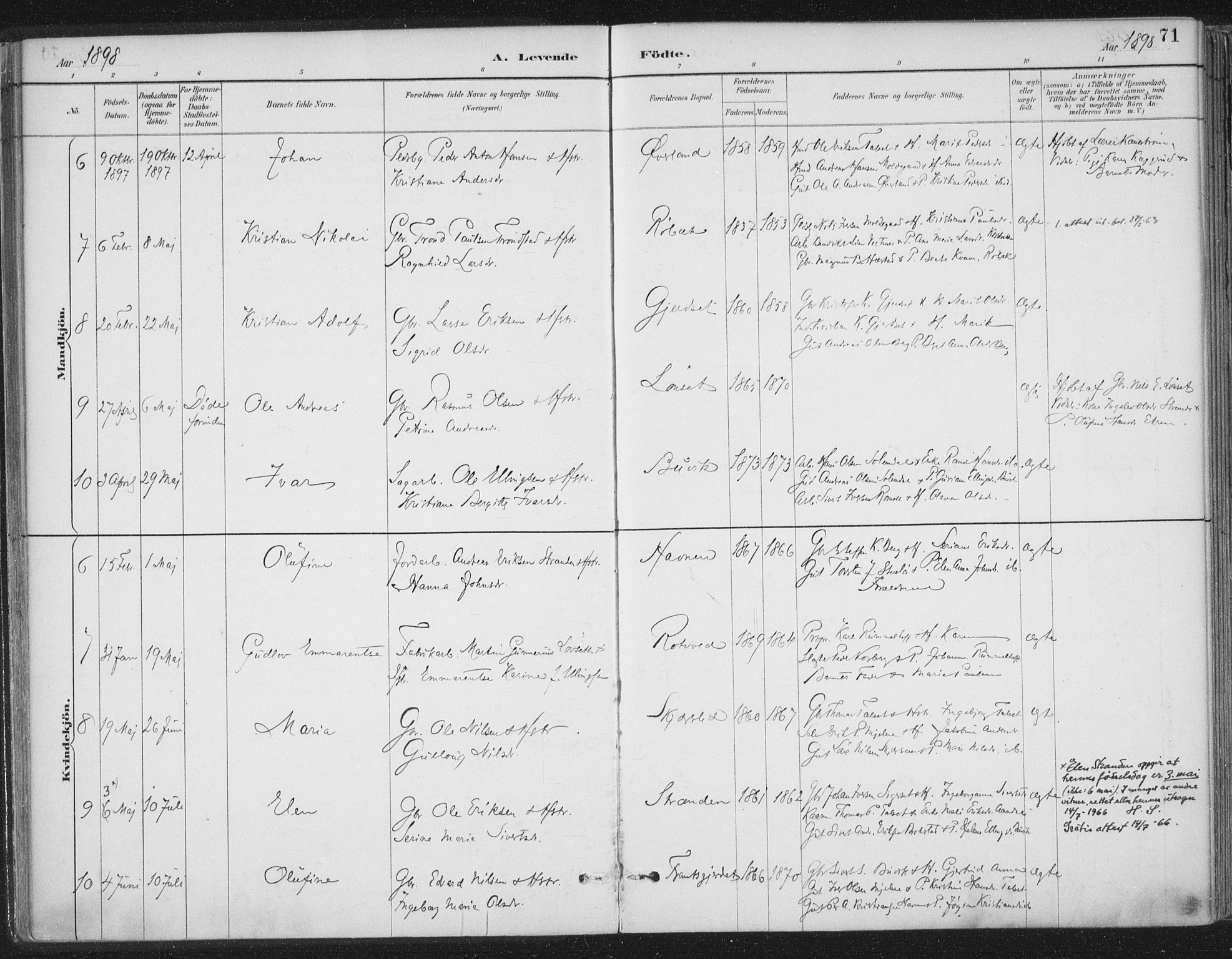 Ministerialprotokoller, klokkerbøker og fødselsregistre - Møre og Romsdal, AV/SAT-A-1454/555/L0658: Parish register (official) no. 555A09, 1887-1917, p. 71