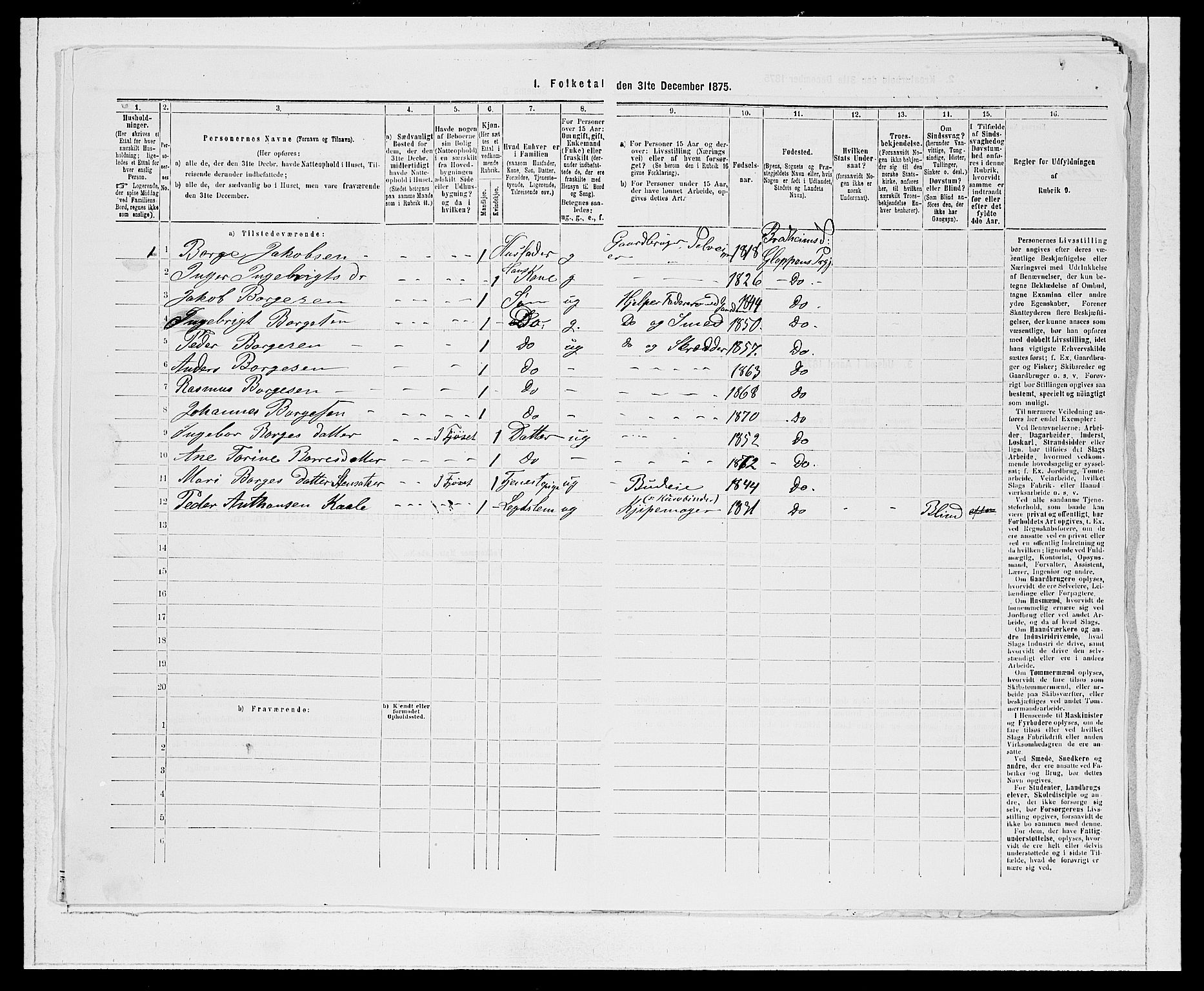 SAB, 1875 Census for 1445P Gloppen, 1875, p. 954