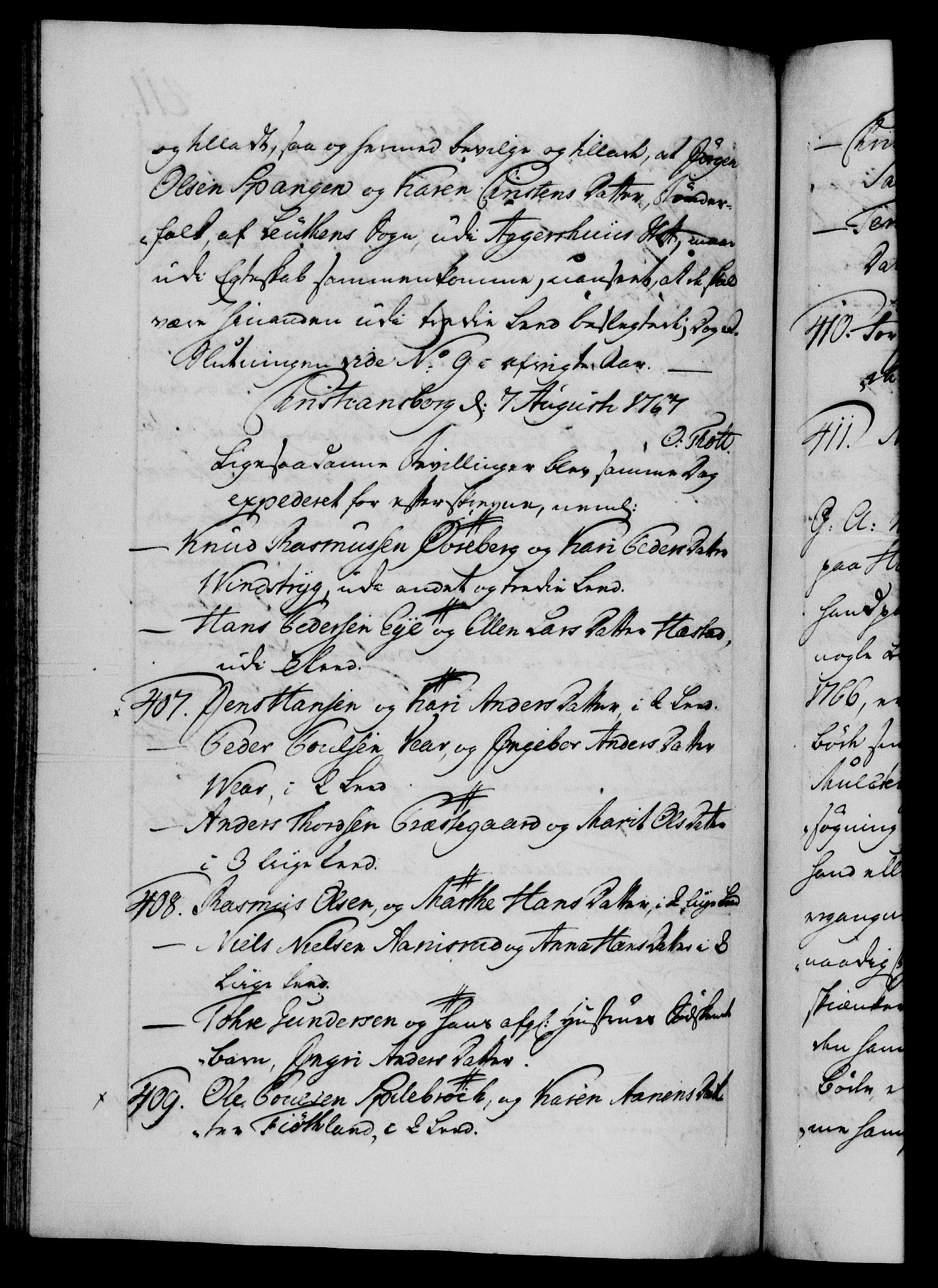 Danske Kanselli 1572-1799, AV/RA-EA-3023/F/Fc/Fca/Fcaa/L0043: Norske registre, 1766-1768, p. 411b