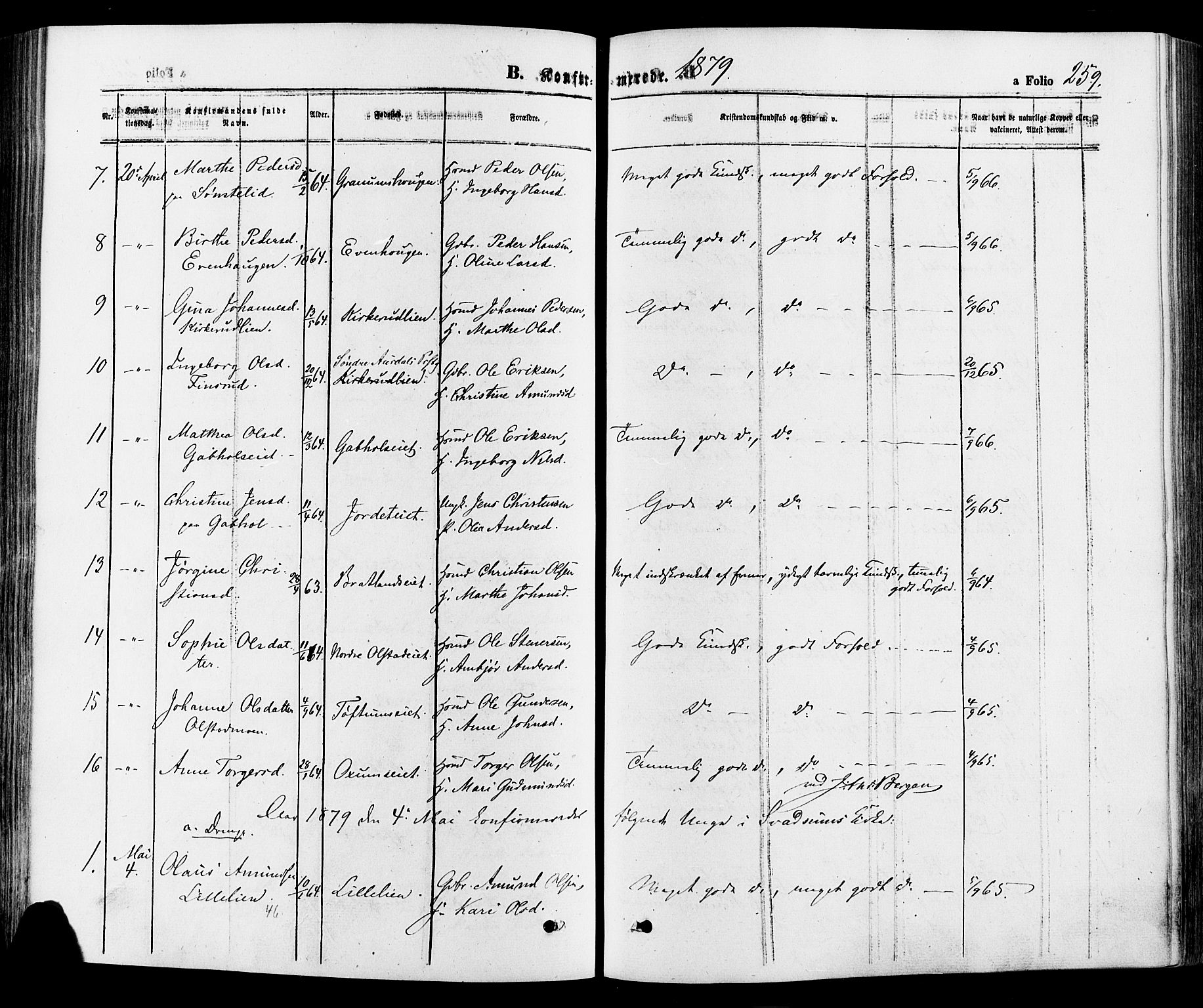 Gausdal prestekontor, AV/SAH-PREST-090/H/Ha/Haa/L0010: Parish register (official) no. 10, 1867-1886, p. 259