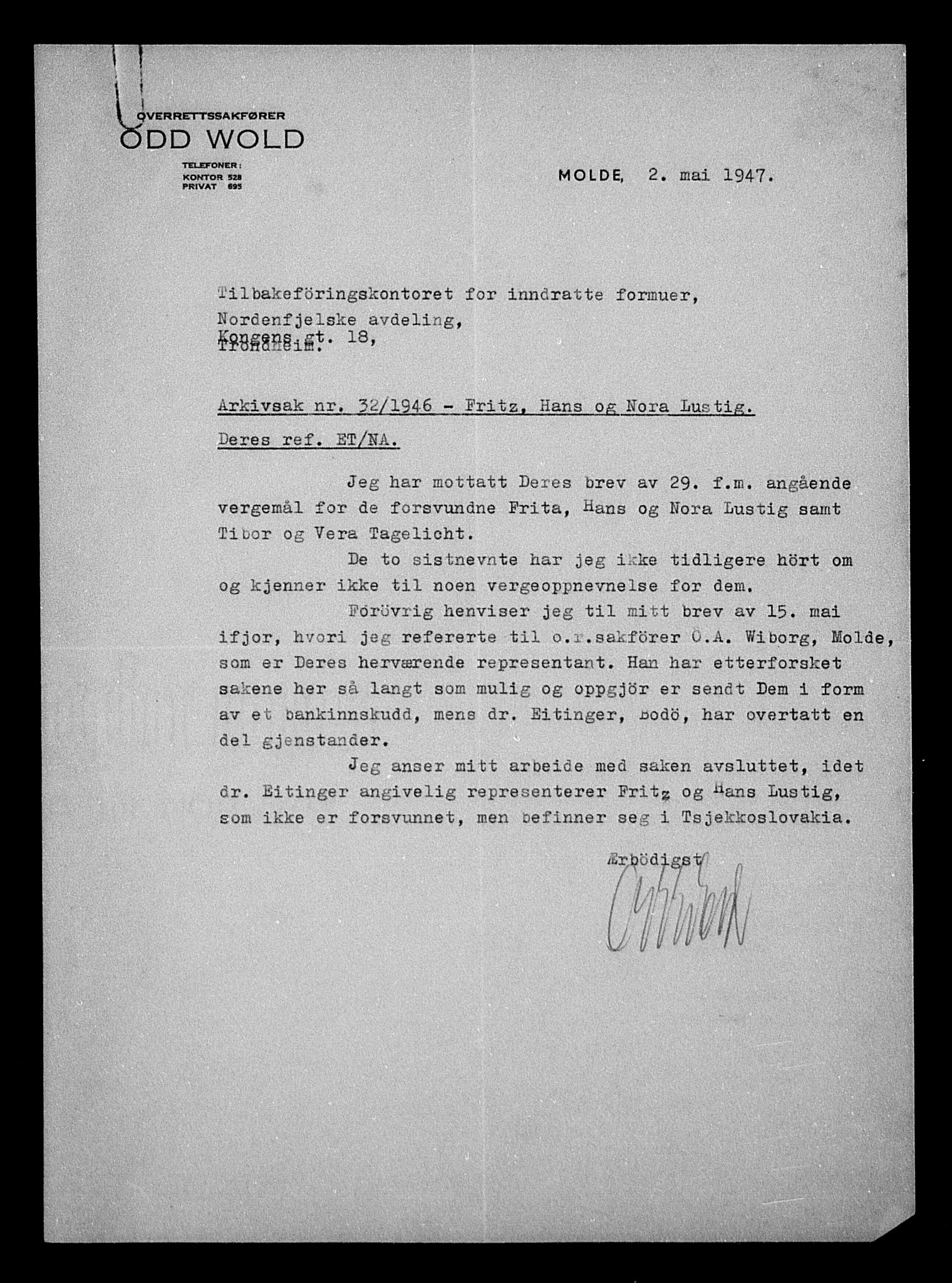 Justisdepartementet, Tilbakeføringskontoret for inndratte formuer, AV/RA-S-1564/H/Hc/Hcb/L0915: --, 1945-1947, p. 11