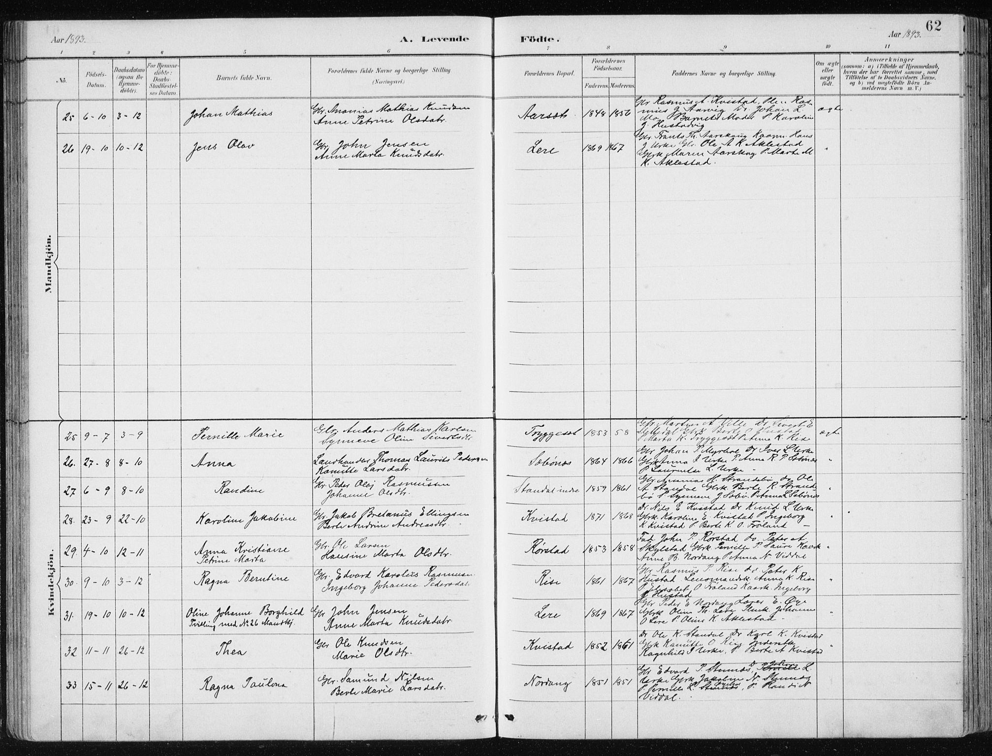 Ministerialprotokoller, klokkerbøker og fødselsregistre - Møre og Romsdal, AV/SAT-A-1454/515/L0215: Parish register (copy) no. 515C02, 1884-1906, p. 62