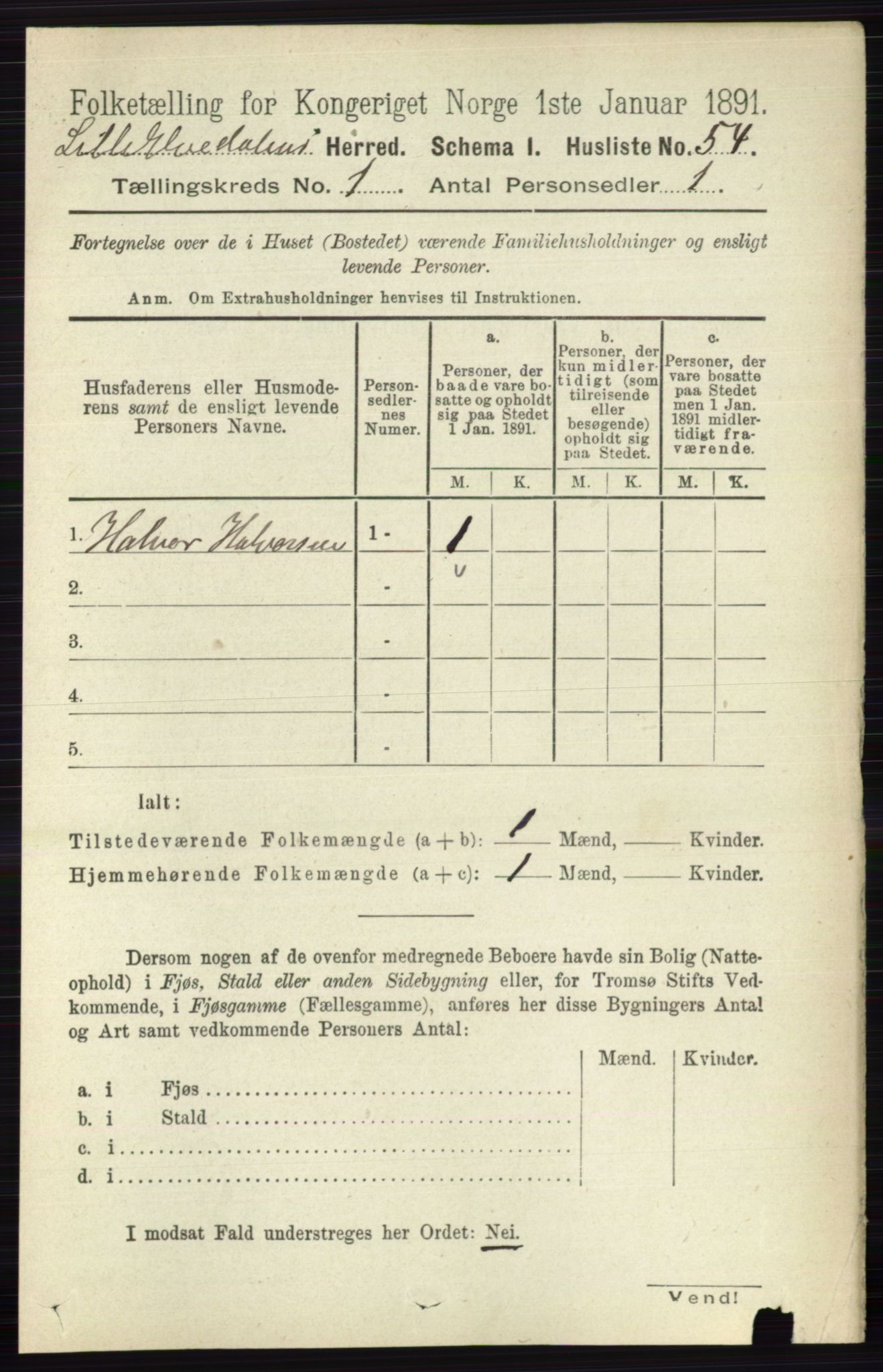 RA, 1891 census for 0438 Lille Elvedalen, 1891, p. 82