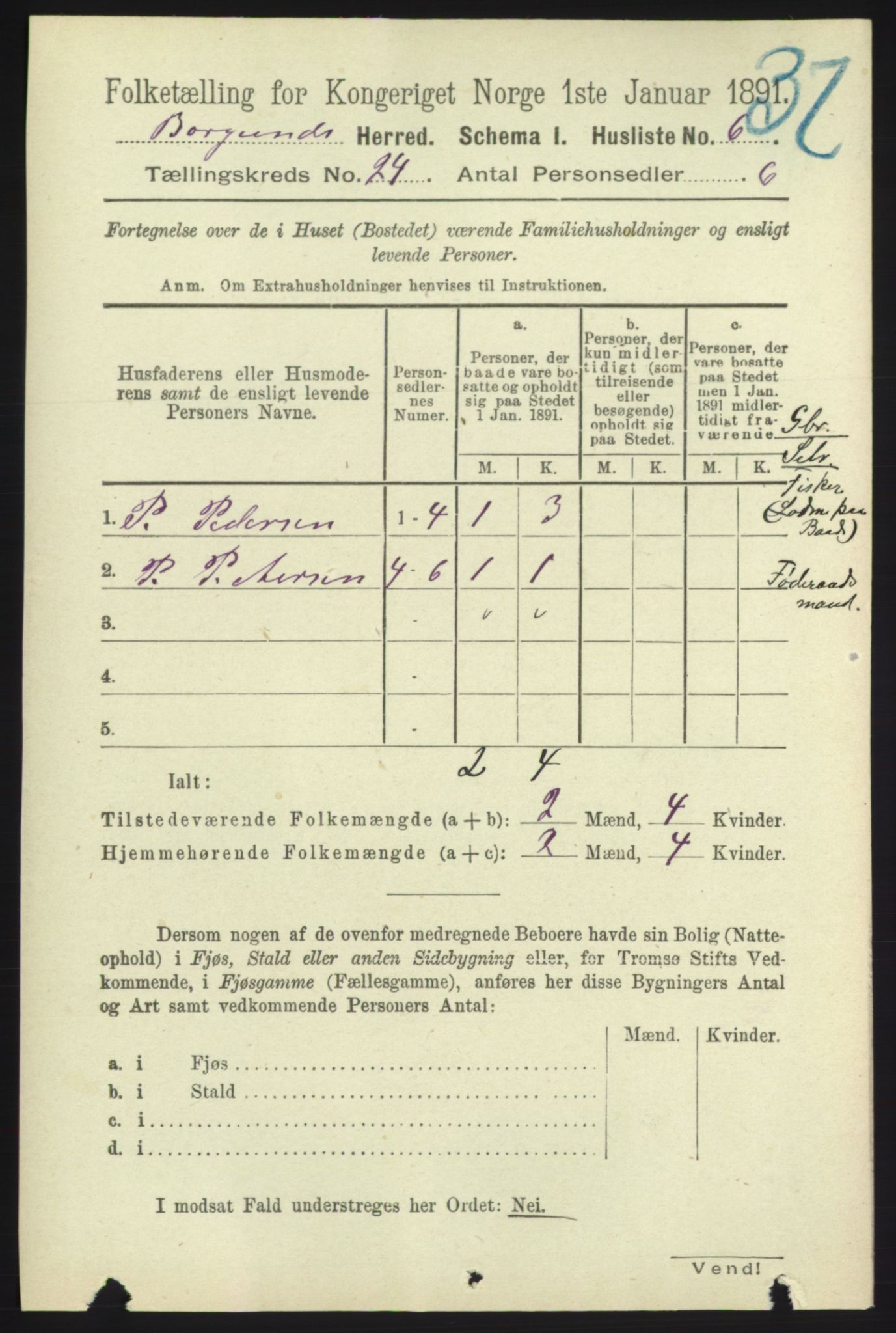 RA, 1891 census for 1531 Borgund, 1891, p. 7093