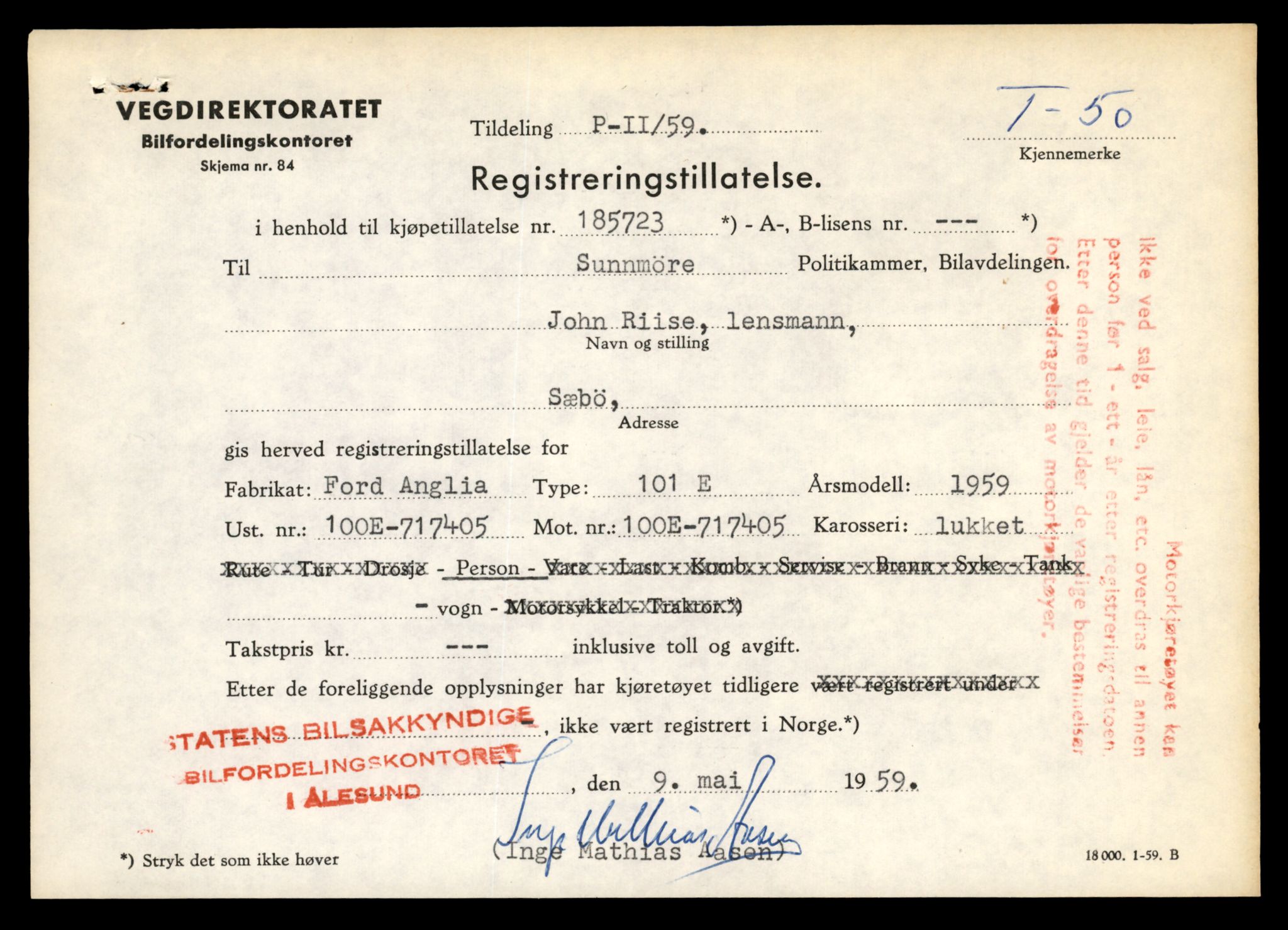 Møre og Romsdal vegkontor - Ålesund trafikkstasjon, AV/SAT-A-4099/F/Fe/L0001: Registreringskort for kjøretøy T 3 - T 127, 1927-1998, p. 1019