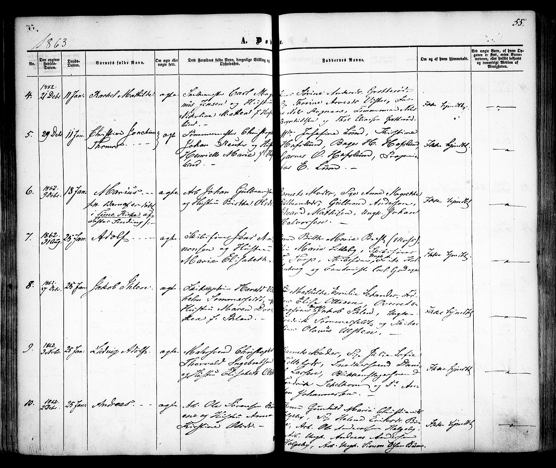 Sarpsborg prestekontor Kirkebøker, AV/SAO-A-2006/F/Fa/L0001: Parish register (official) no. 1, 1859-1868, p. 55