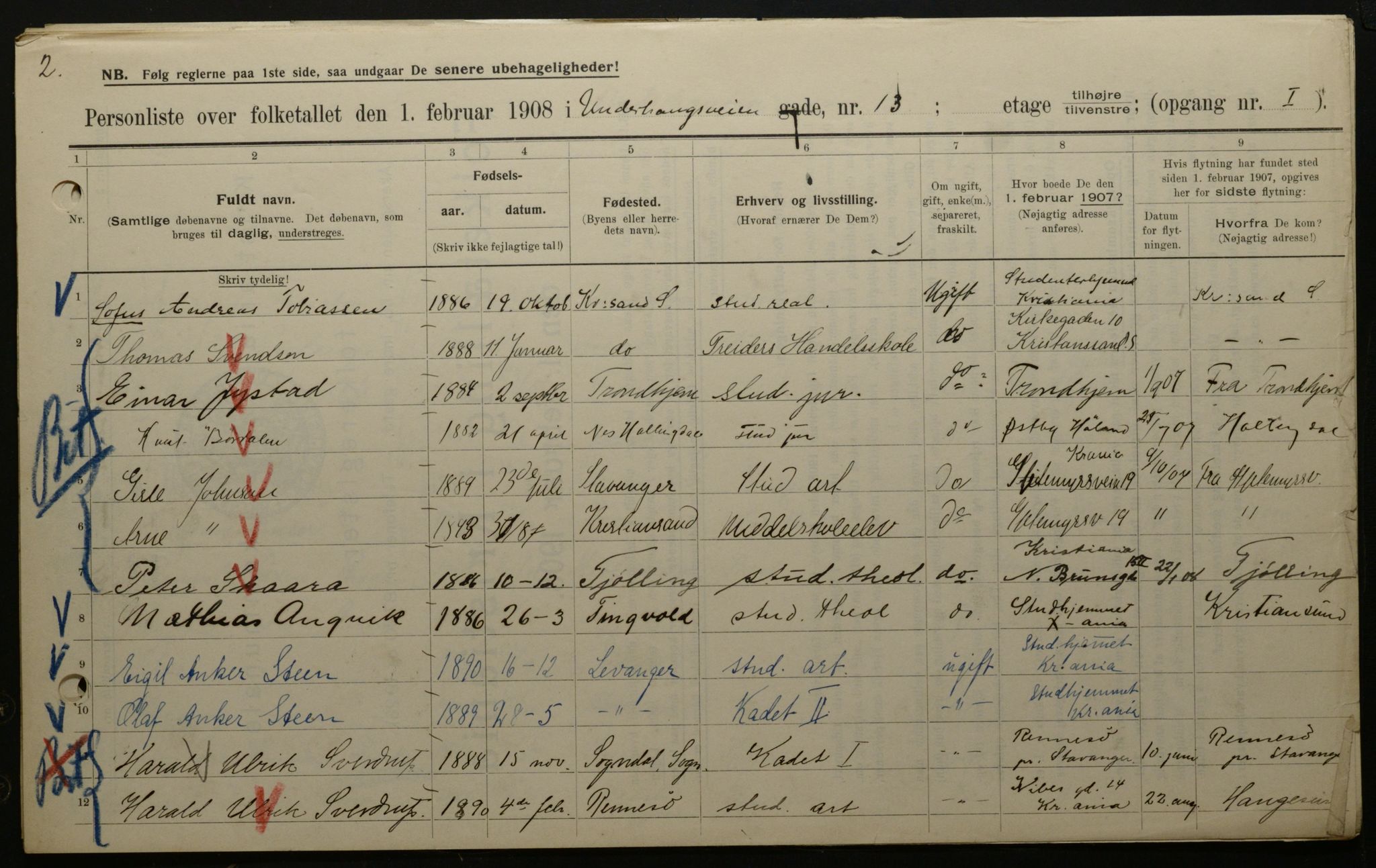 OBA, Municipal Census 1908 for Kristiania, 1908, p. 107618