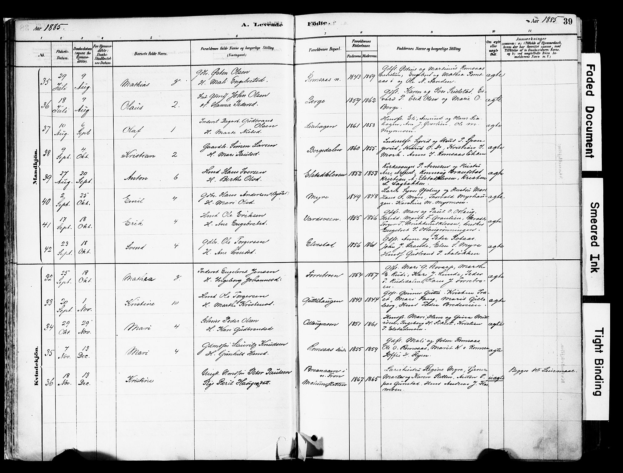 Ringebu prestekontor, AV/SAH-PREST-082/H/Ha/Haa/L0008: Parish register (official) no. 8, 1878-1898, p. 39