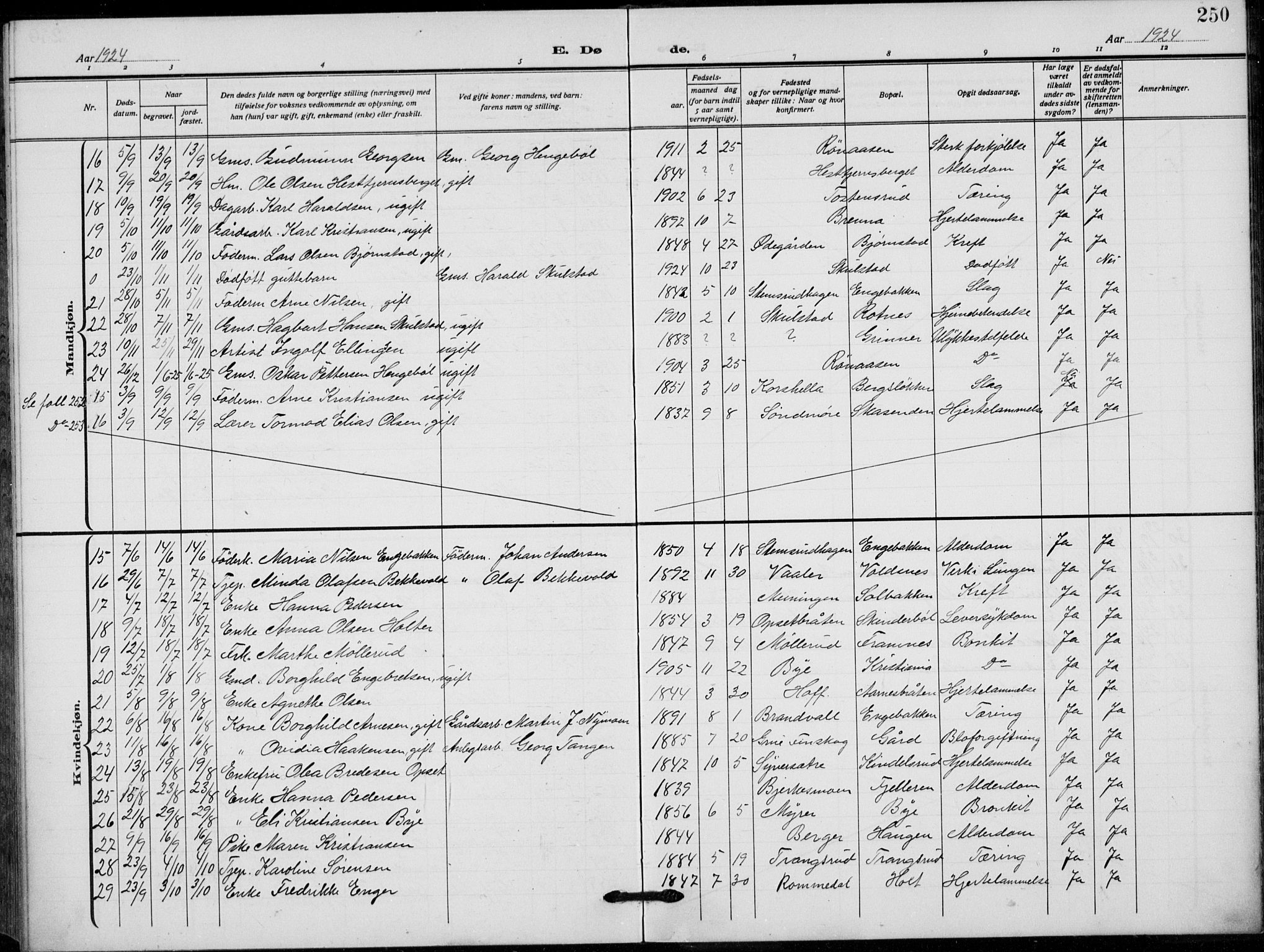 Grue prestekontor, AV/SAH-PREST-036/H/Ha/Hab/L0008: Parish register (copy) no. 8, 1921-1934, p. 250