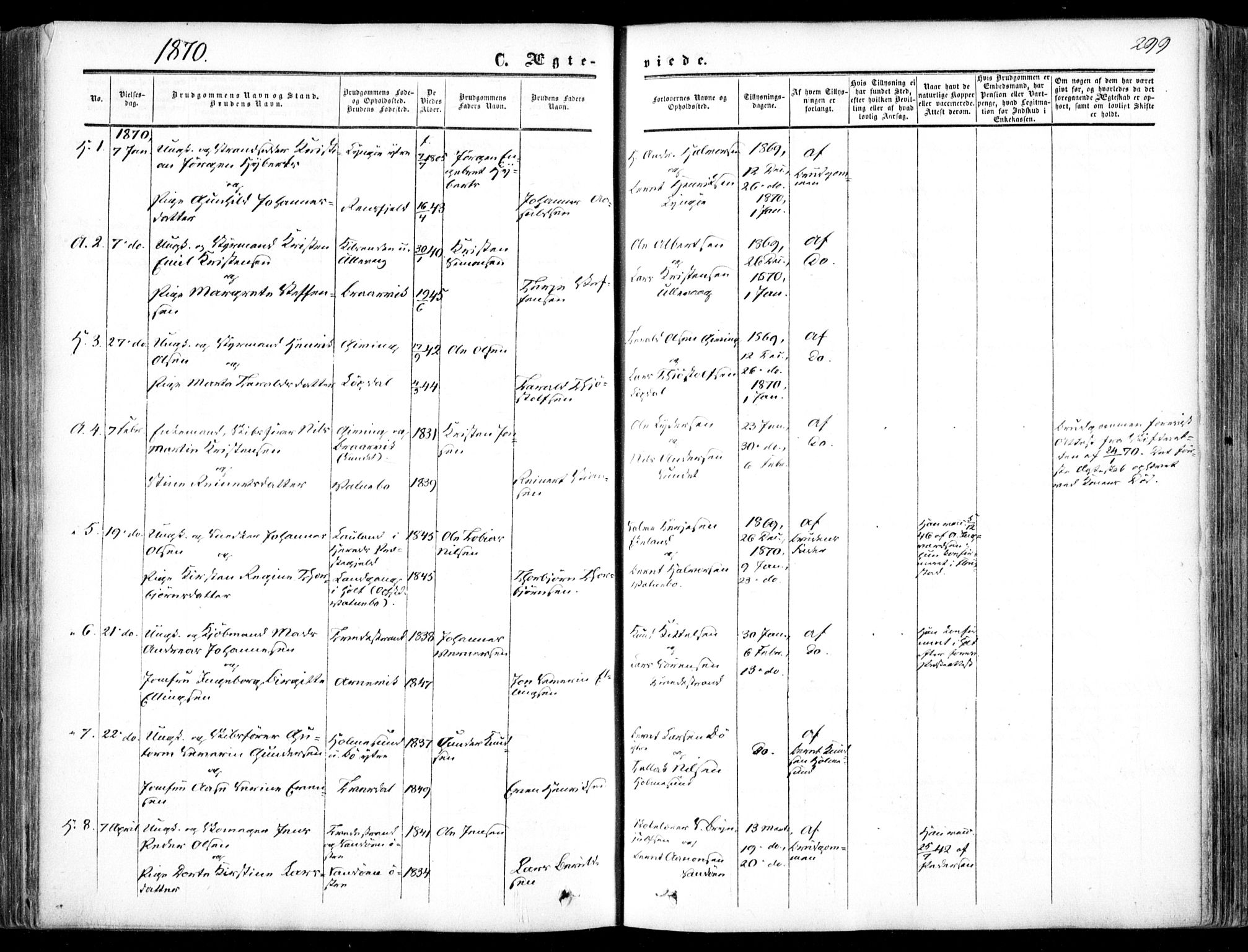 Dypvåg sokneprestkontor, AV/SAK-1111-0007/F/Fa/Faa/L0006: Parish register (official) no. A 6, 1855-1872, p. 299