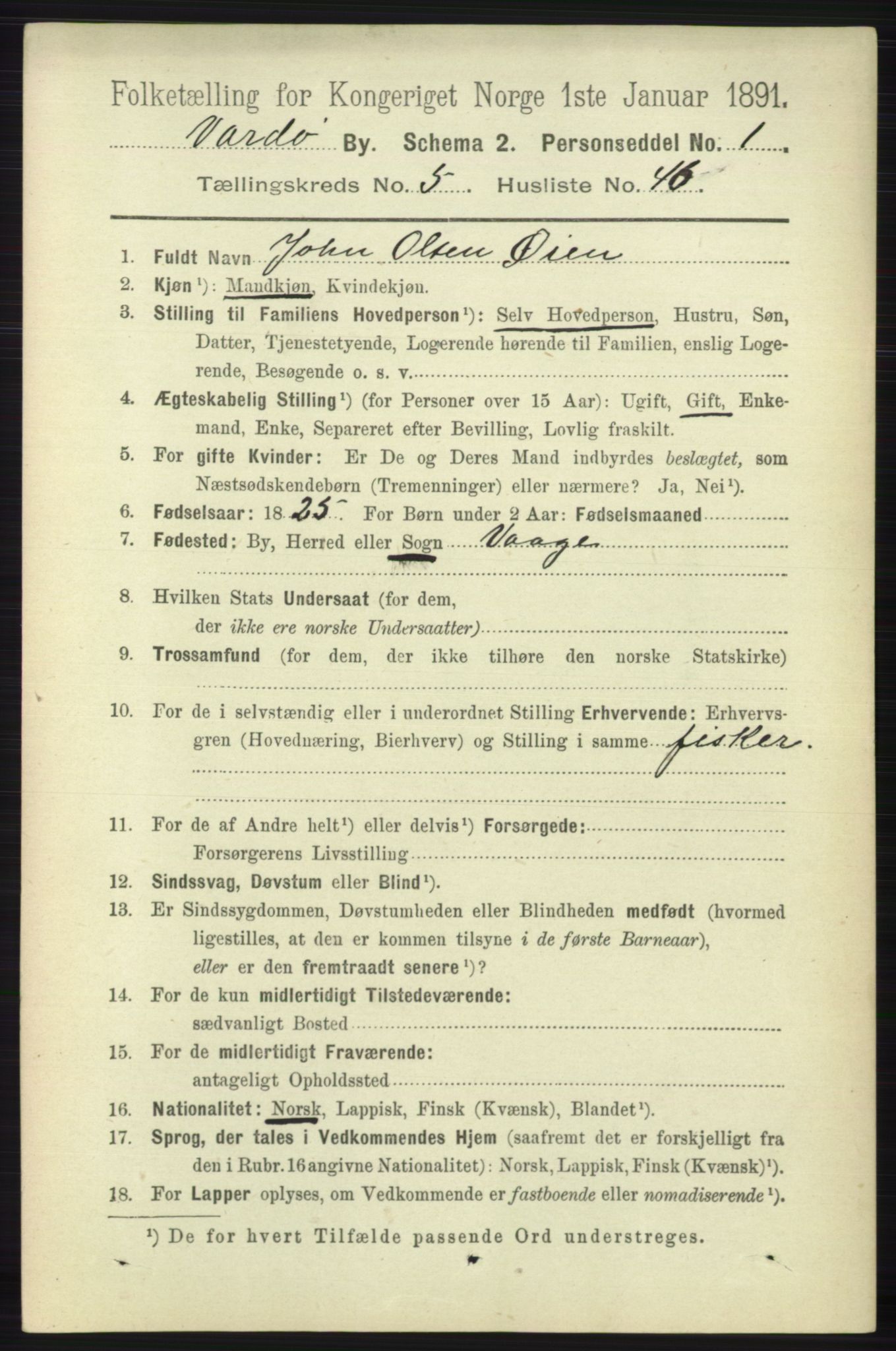 RA, 1891 census for 2002 Vardø, 1891, p. 2734