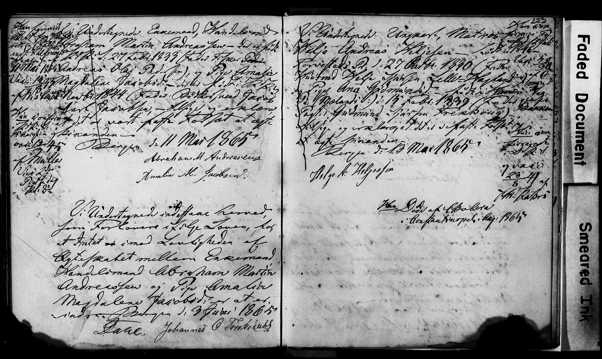 Korskirken sokneprestembete, AV/SAB-A-76101: Best man's statements no. II.5.2, 1859-1865, p. 223