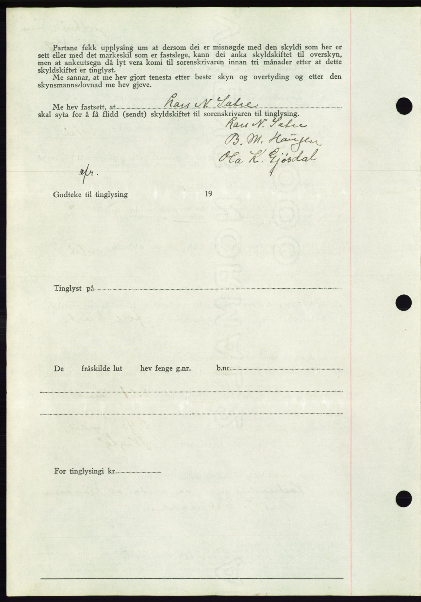 Søre Sunnmøre sorenskriveri, AV/SAT-A-4122/1/2/2C/L0068: Mortgage book no. 62, 1939-1939, Diary no: : 1159/1939