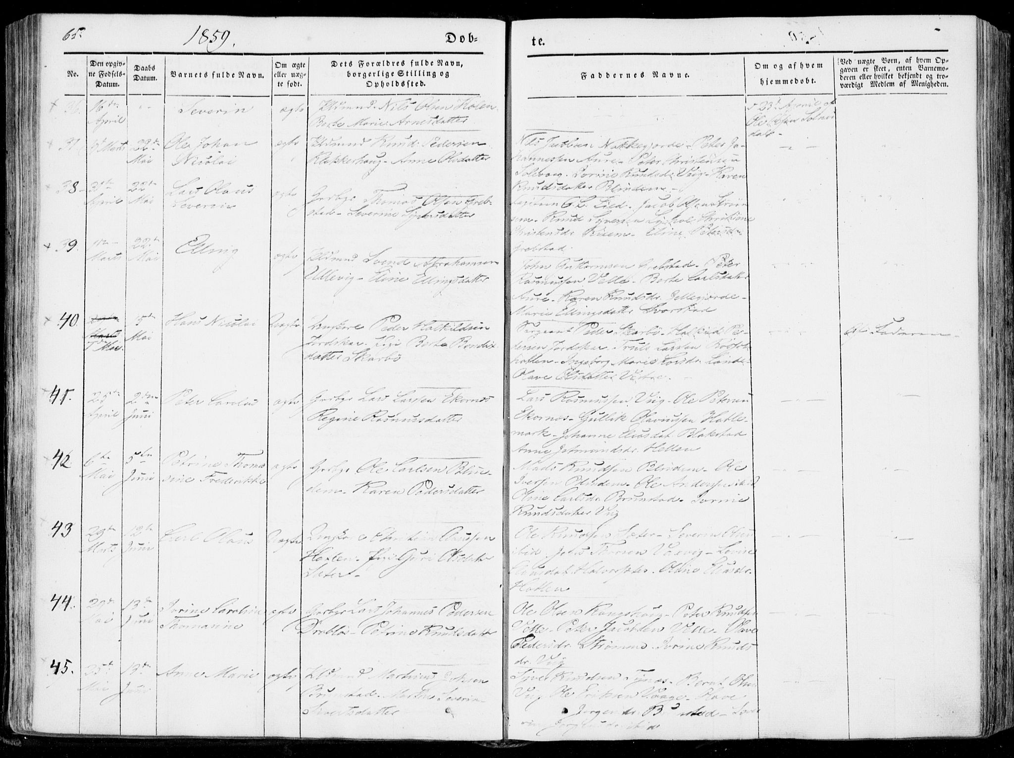 Ministerialprotokoller, klokkerbøker og fødselsregistre - Møre og Romsdal, AV/SAT-A-1454/522/L0313: Parish register (official) no. 522A08, 1852-1862, p. 65