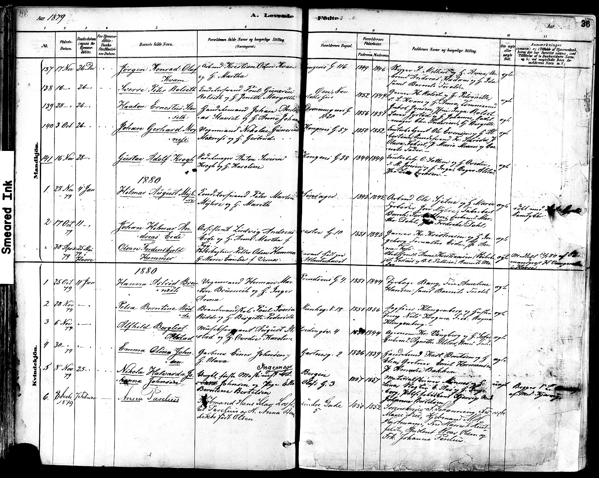 Ministerialprotokoller, klokkerbøker og fødselsregistre - Sør-Trøndelag, SAT/A-1456/601/L0057: Parish register (official) no. 601A25, 1877-1891, p. 36