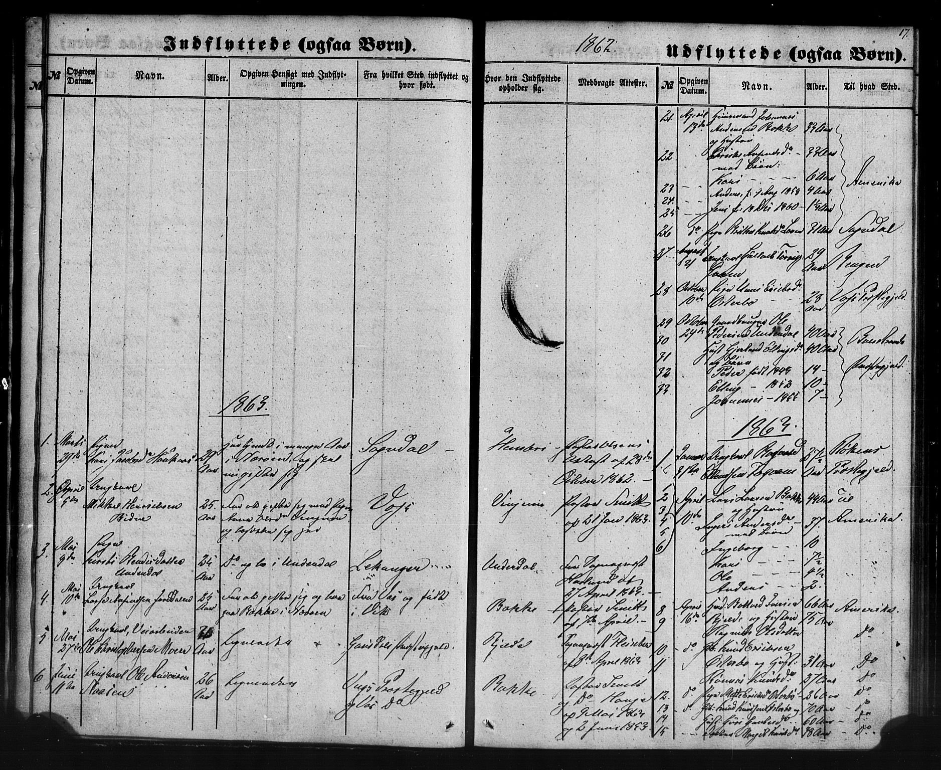 Aurland sokneprestembete, SAB/A-99937/H/Ha/Haa/L0012: Parish register (official) no. A 12, 1858-1879, p. 17