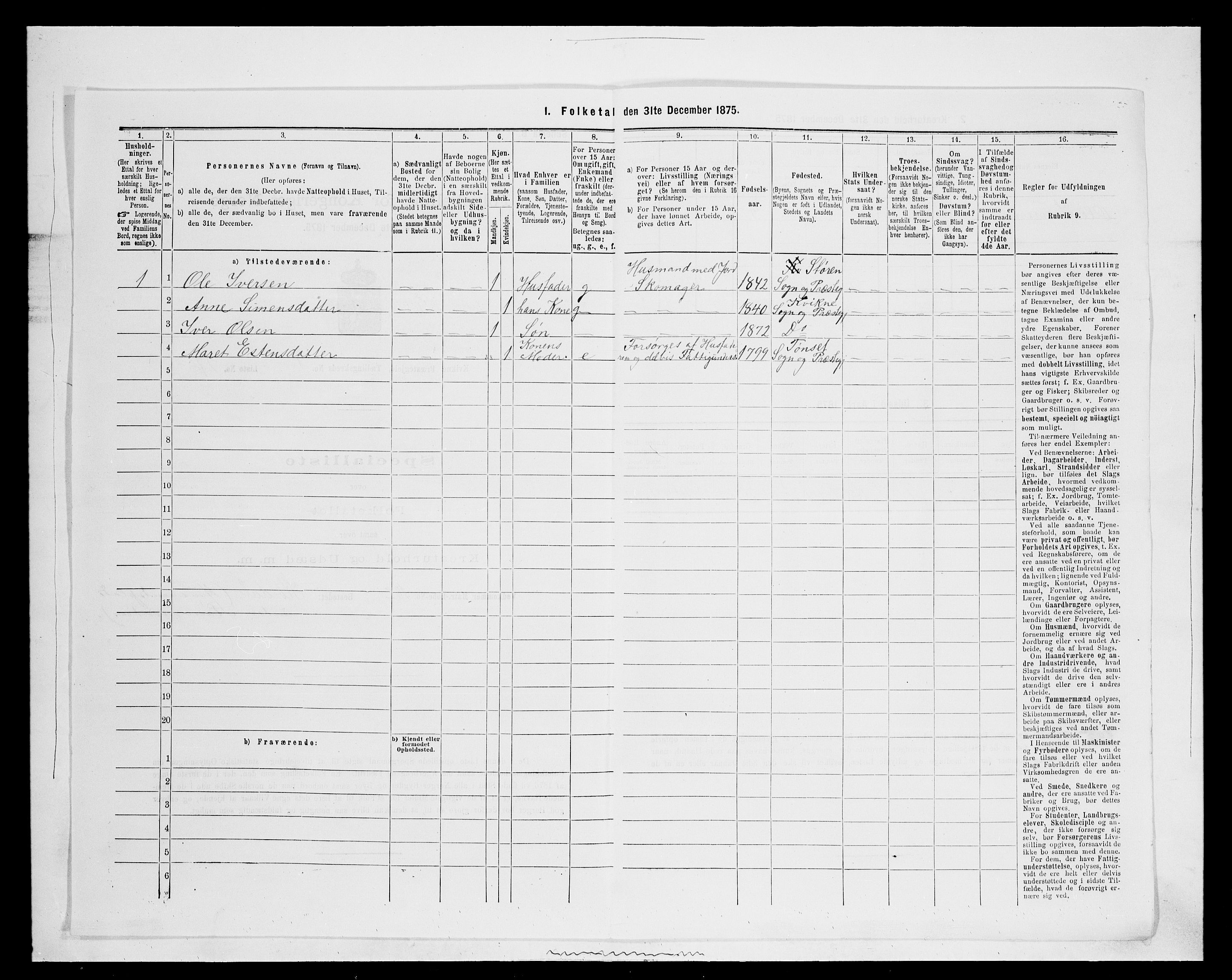 SAH, 1875 census for 0440P Kvikne, 1875, p. 127