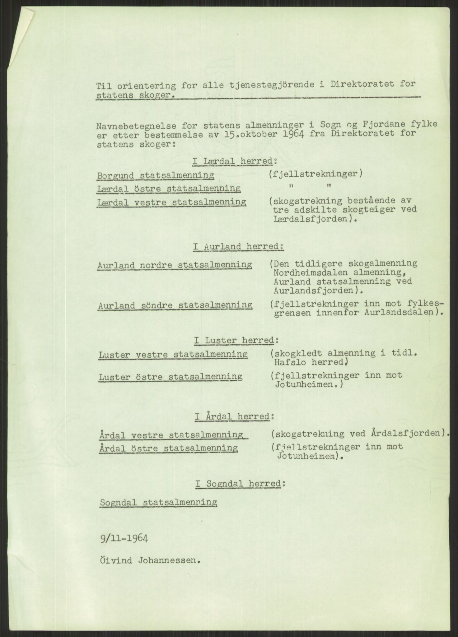 Direktoratet for statens skoger, AV/RA-S-1600/2/E/Ea/L0363/0001: Sogn og Fjordane fylke / Mappenr. 676. Lærdal herred. Forskjellige saker, herunder også en betenkning om hvem som er bruksberettiget i almenningen, 1836-1973, p. 5