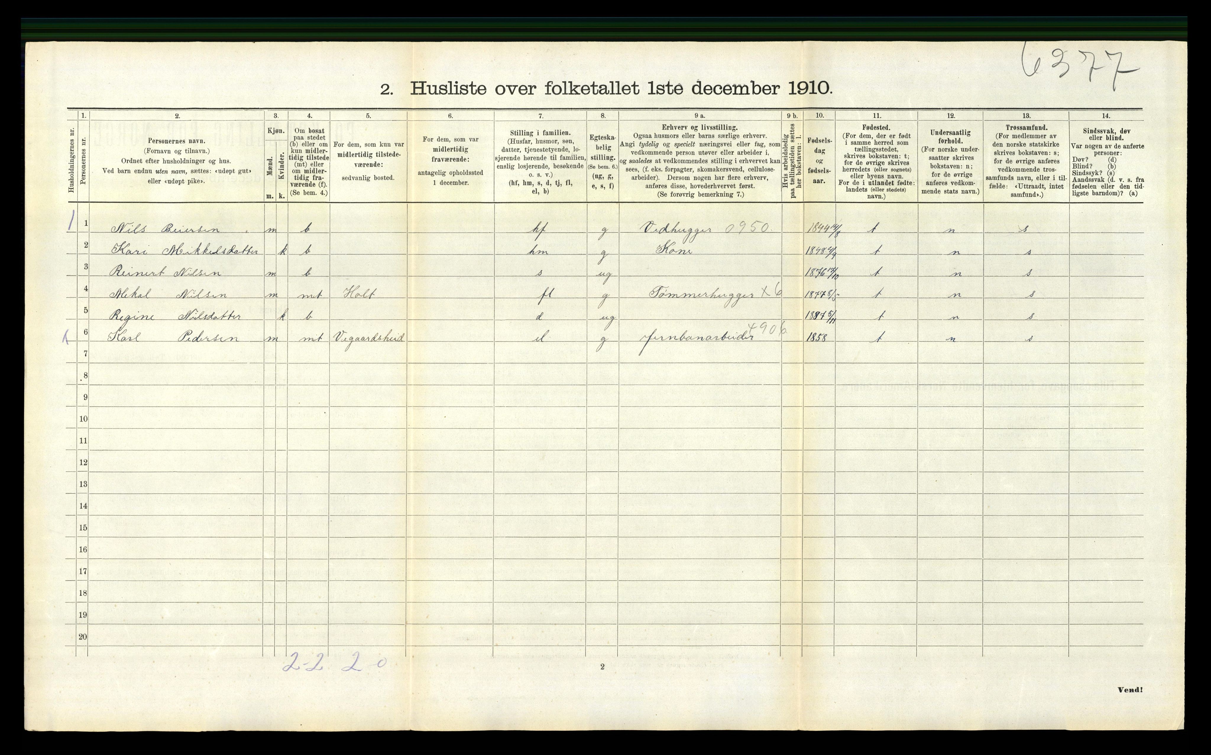 RA, 1910 census for Åmli, 1910, p. 398