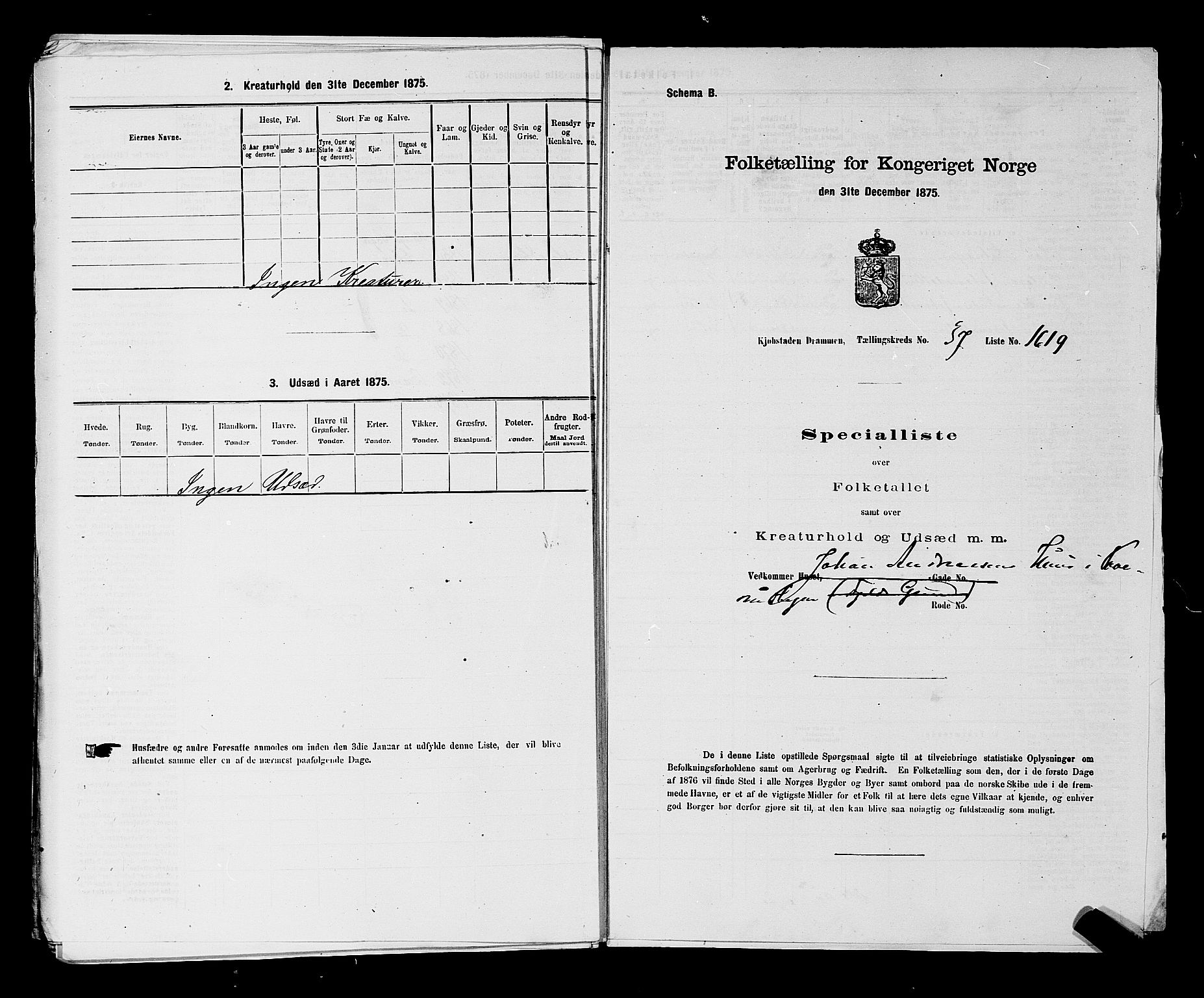 SAKO, 1875 census for 0602 Drammen, 1875, p. 3230