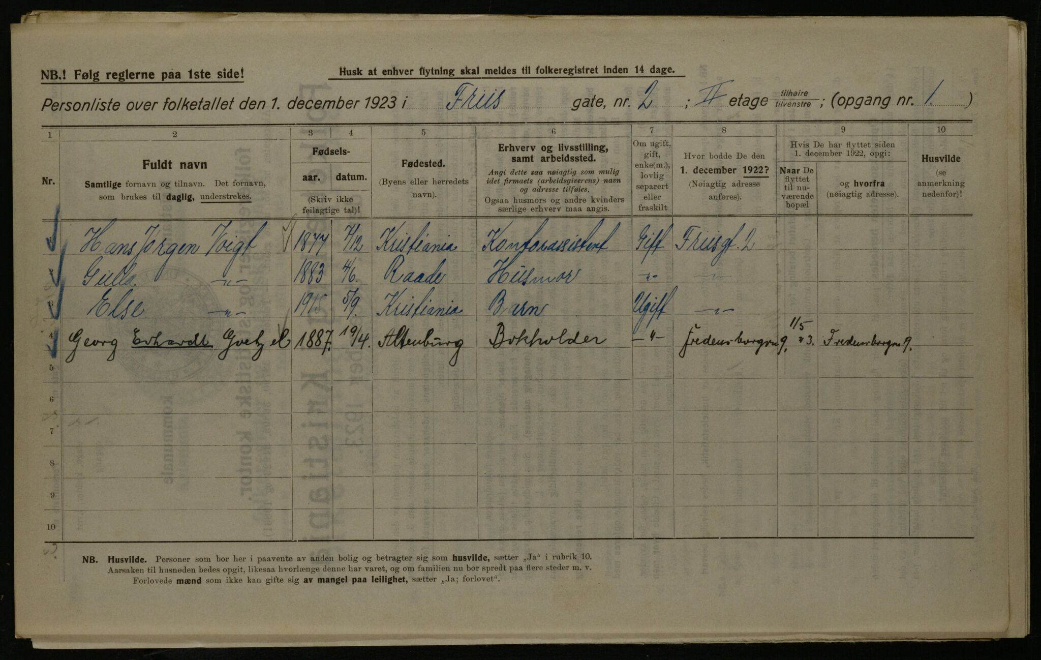 OBA, Municipal Census 1923 for Kristiania, 1923, p. 30165