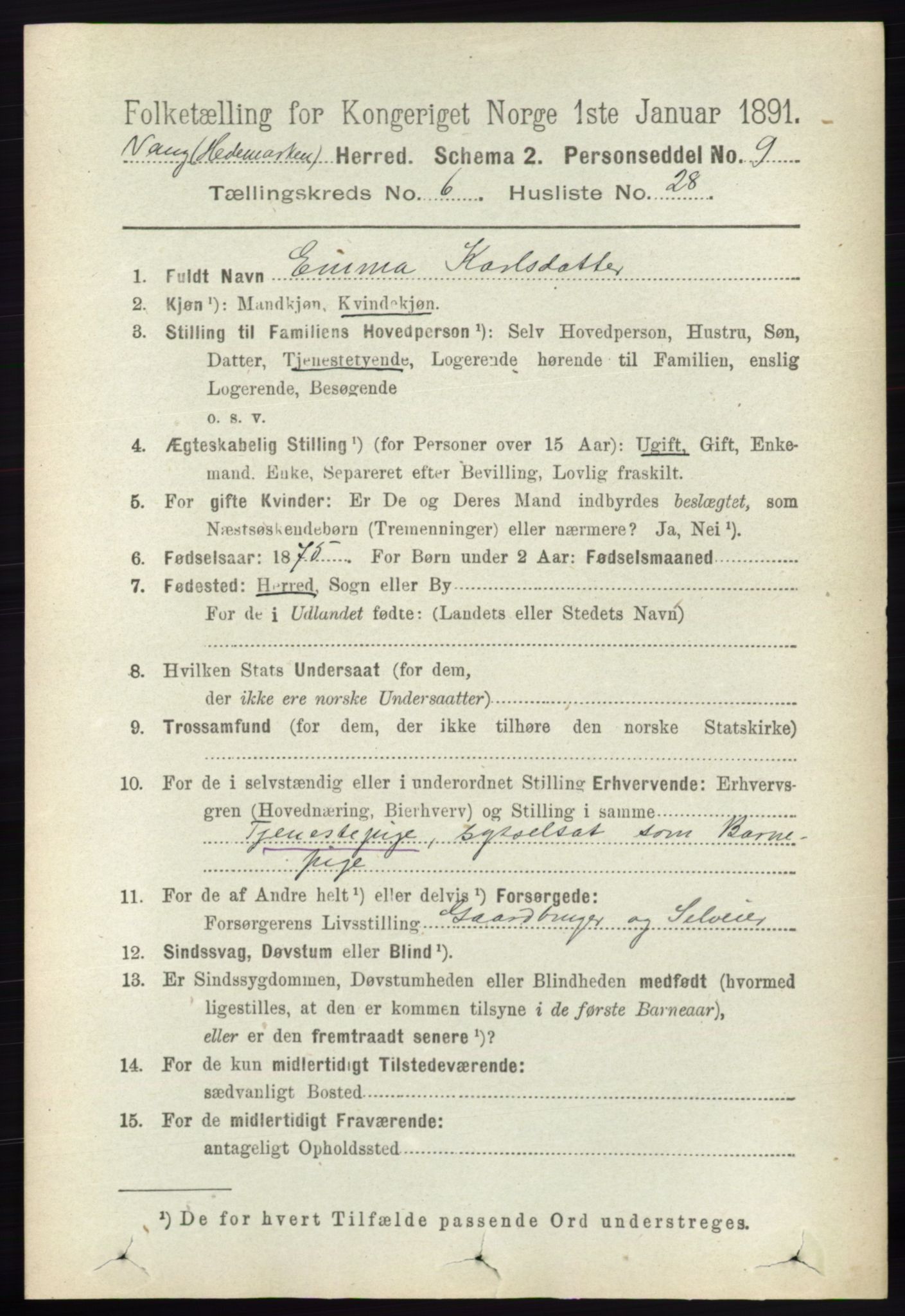 RA, 1891 census for 0414 Vang, 1891, p. 4444