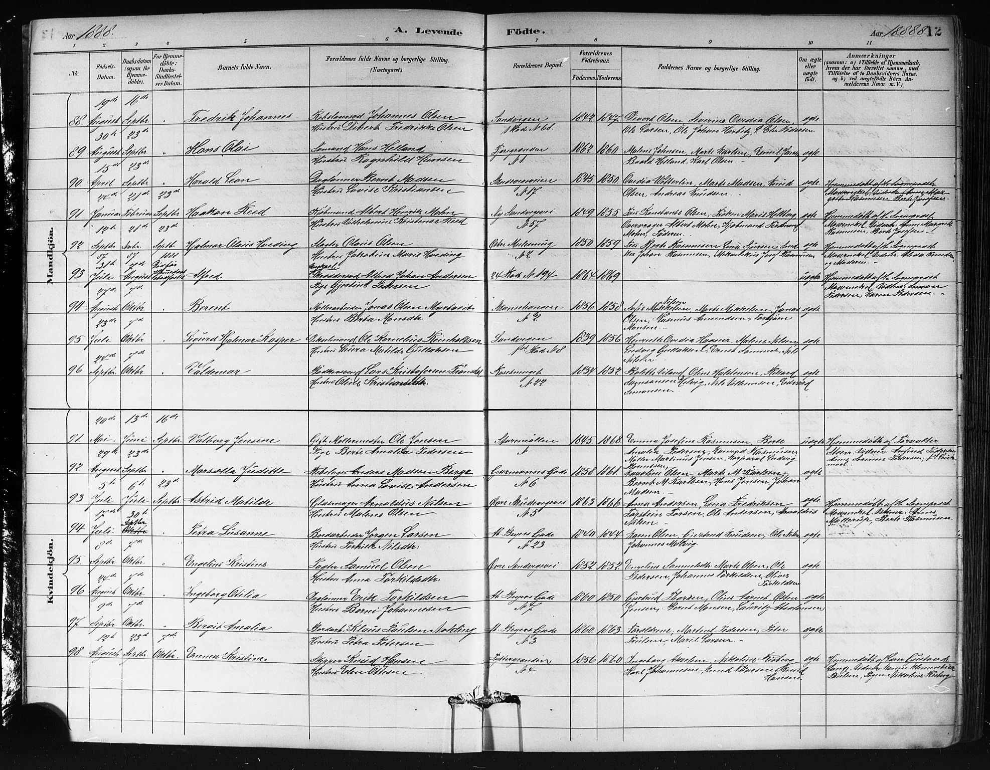 Sandviken Sokneprestembete, AV/SAB-A-77601/H/Hb/L0002: Parish register (copy) no. A 3, 1888-1902, p. 12