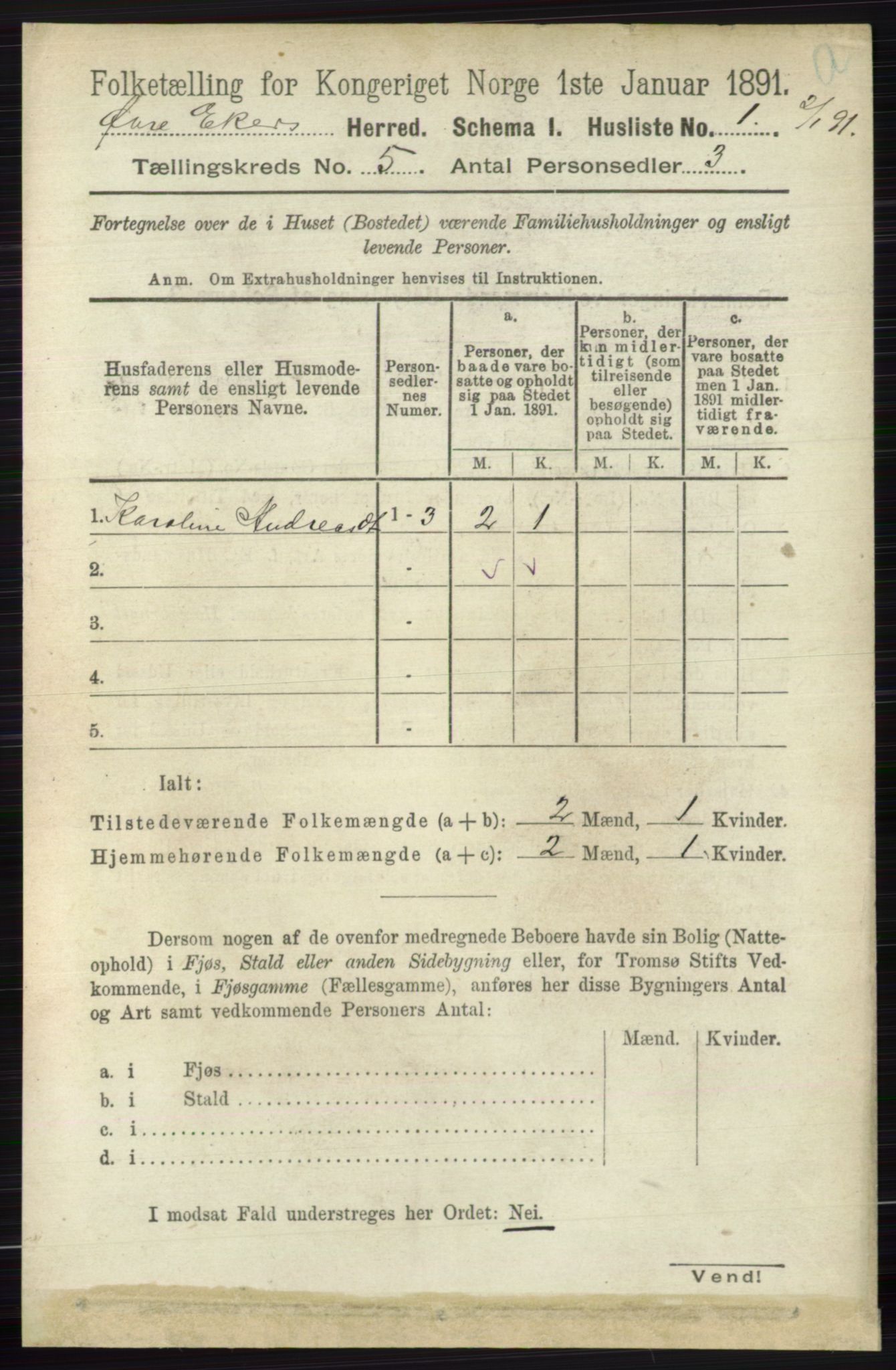 RA, 1891 census for 0624 Øvre Eiker, 1891, p. 1773