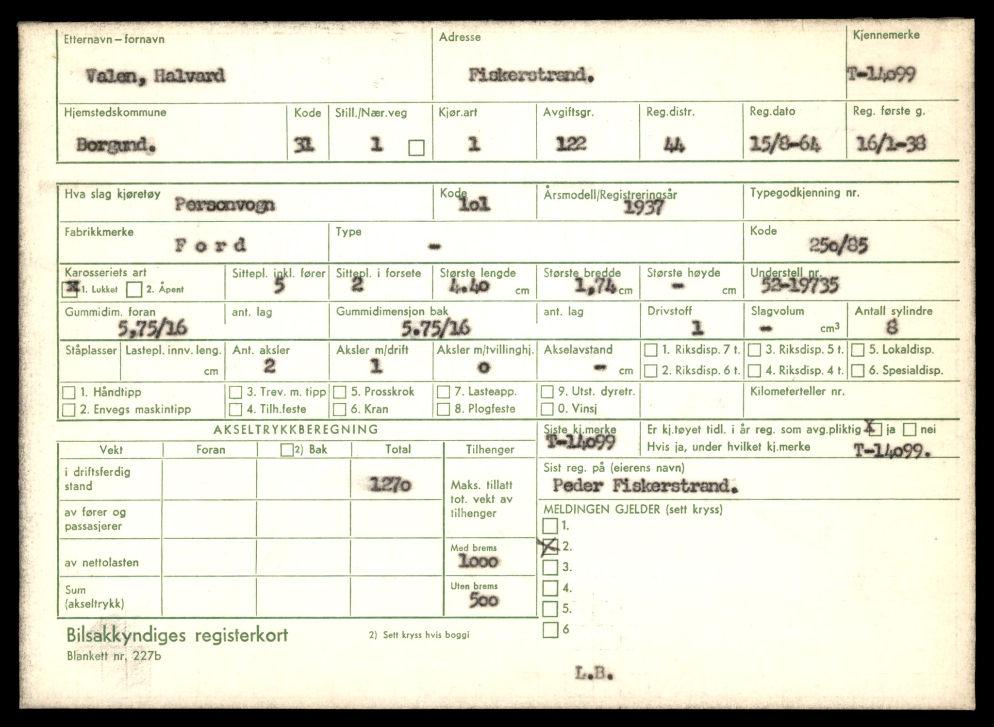 Møre og Romsdal vegkontor - Ålesund trafikkstasjon, SAT/A-4099/F/Fe/L0043: Registreringskort for kjøretøy T 14080 - T 14204, 1927-1998, p. 507