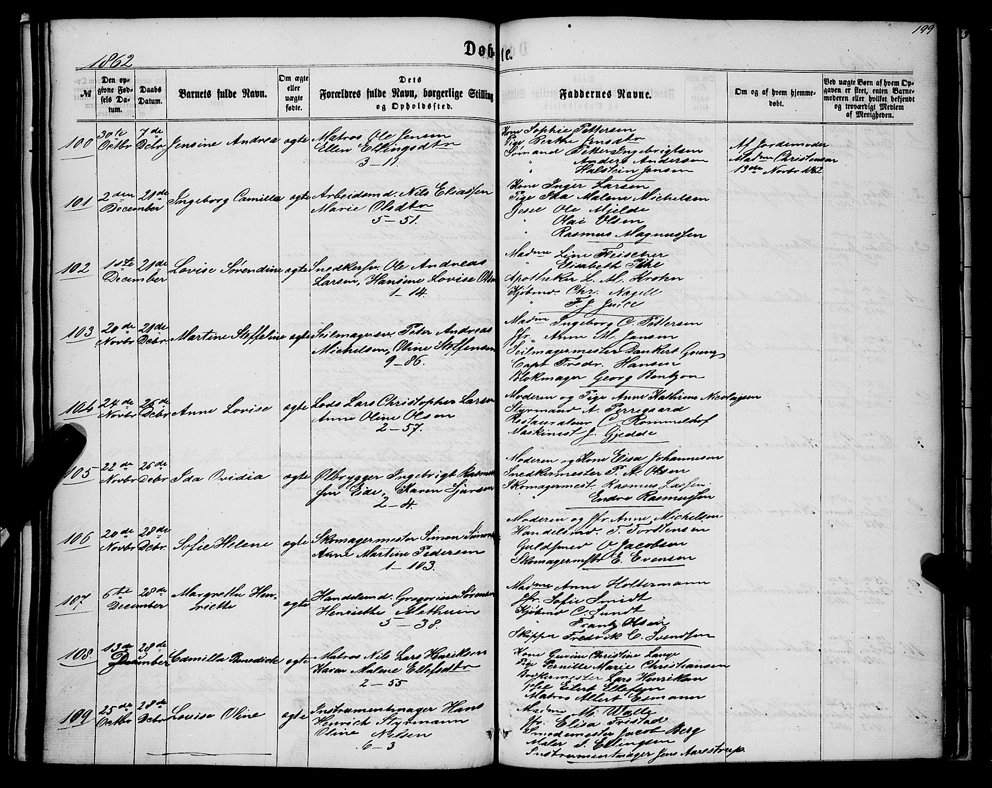 Nykirken Sokneprestembete, AV/SAB-A-77101/H/Haa/L0015: Parish register (official) no. B 2, 1858-1869, p. 199