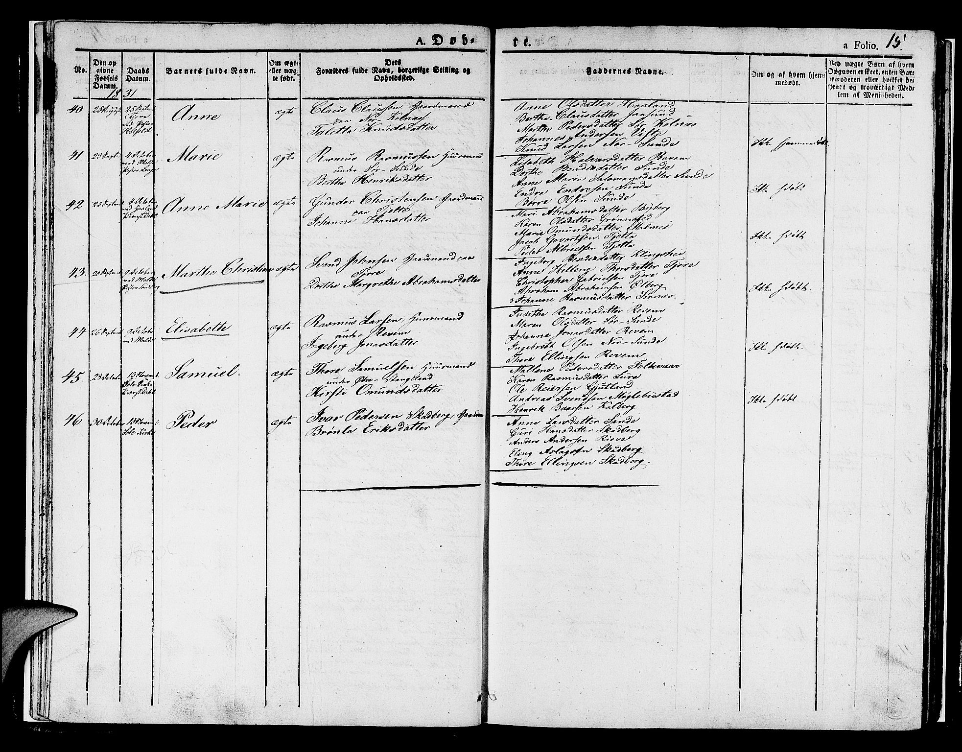 Håland sokneprestkontor, AV/SAST-A-101802/001/30BA/L0005: Parish register (official) no. A 5, 1829-1841, p. 15