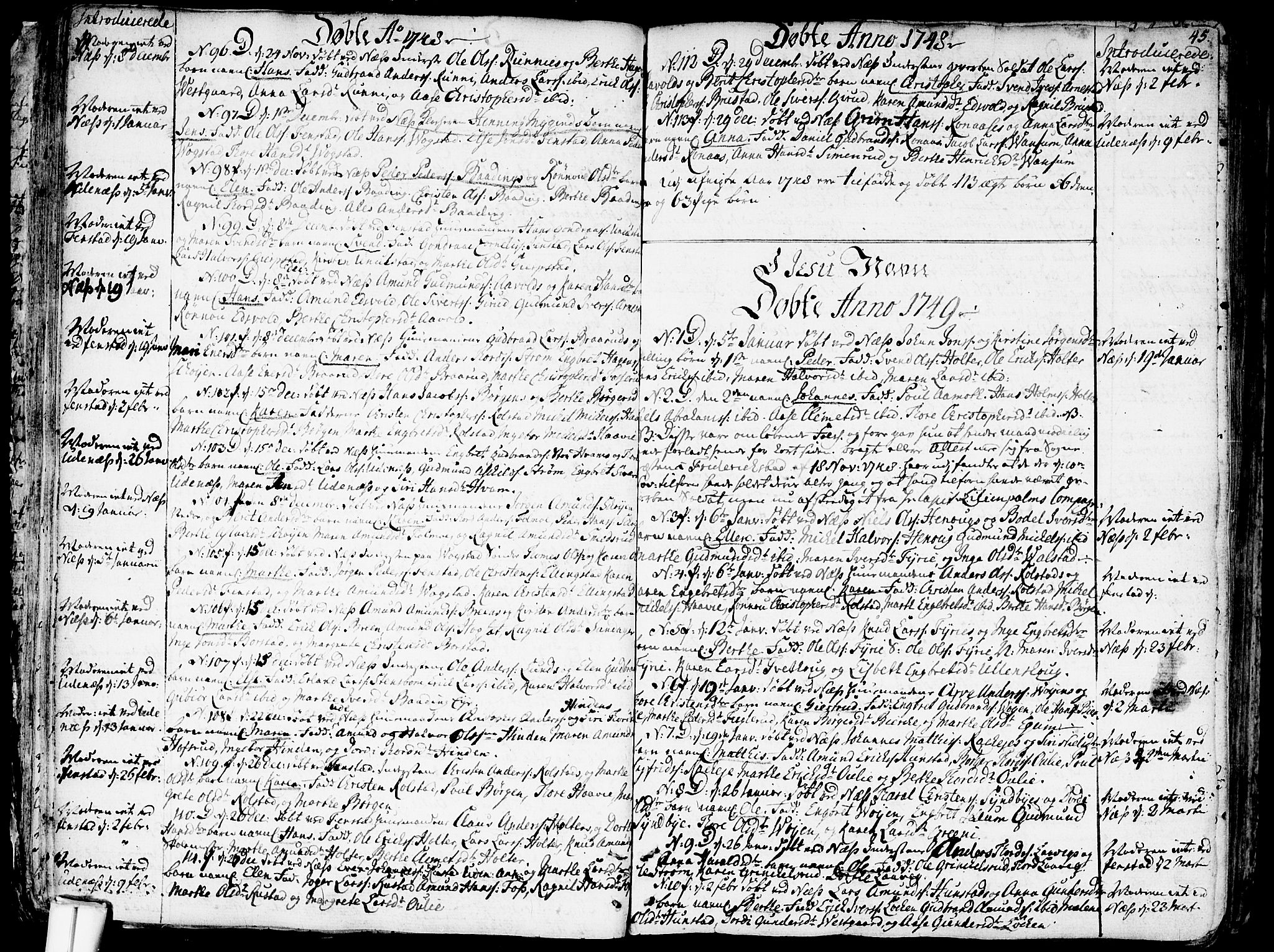 Nes prestekontor Kirkebøker, AV/SAO-A-10410/F/Fa/L0003: Parish register (official) no. I 3, 1734-1781, p. 45