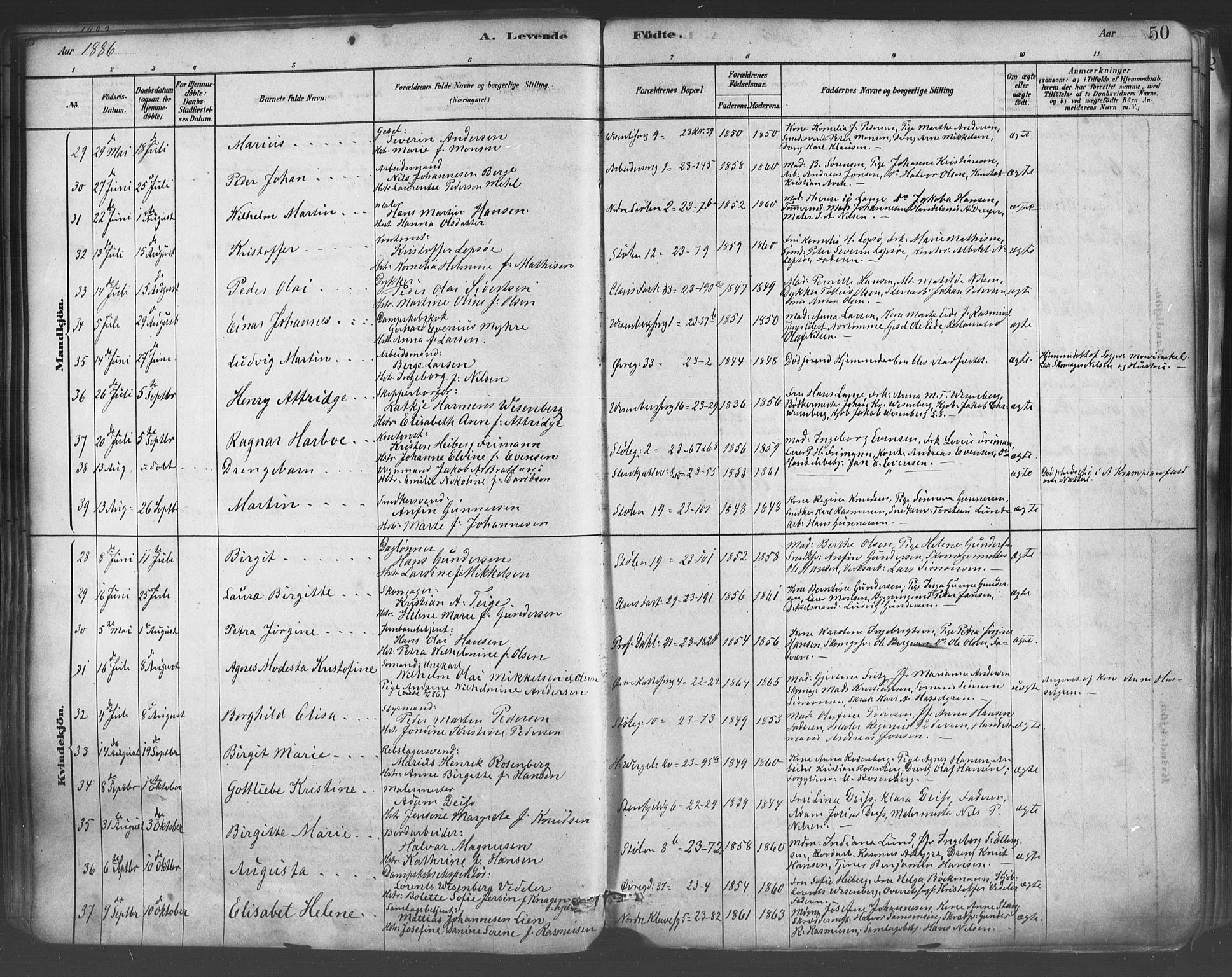 Mariakirken Sokneprestembete, AV/SAB-A-76901/H/Haa/L0007: Parish register (official) no. A 7, 1878-1893, p. 50