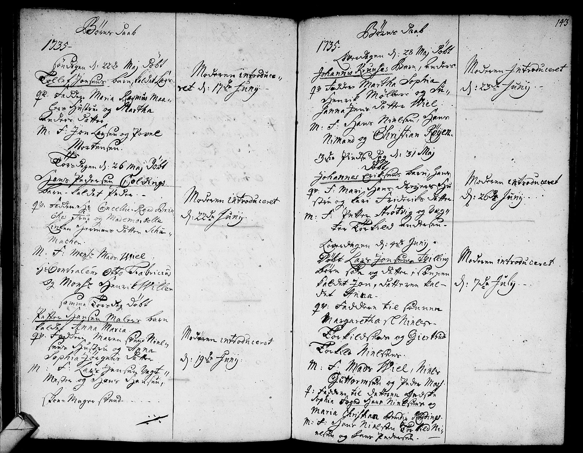 Strømsø kirkebøker, AV/SAKO-A-246/F/Fa/L0005: Parish register (official) no. I 5, 1734-1739, p. 143